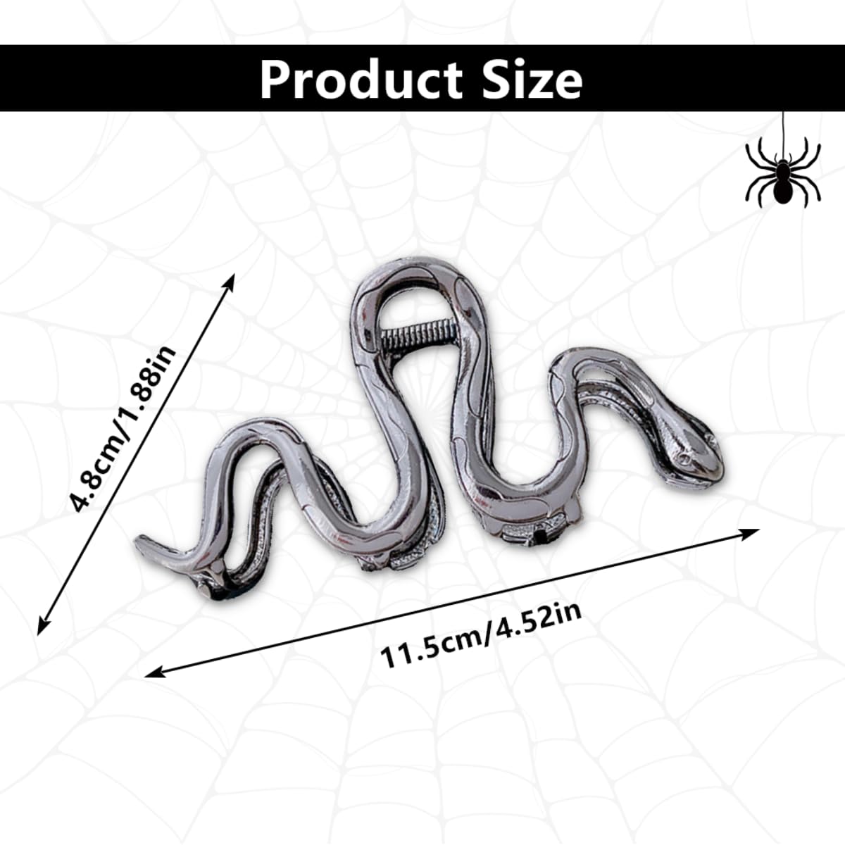 Aiupuoc Metal Black Snake Gothic Hair Claw Clip For Women'S Thick Hair, 1Pcs, Halloween Hair Decorations, Hair Accessories