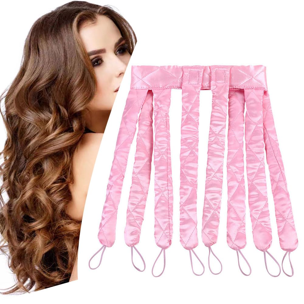 No Heat Hair Curler Headband for Long Hair, Satin Heatless Curling Rod with Adjustable Strap Overnight No Heat Curling Roller fo