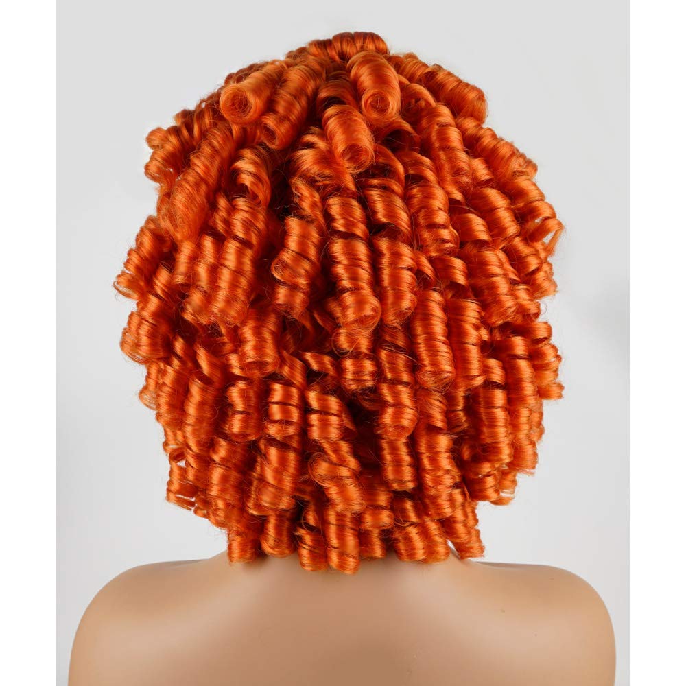 Andromeda Orange Wigs For Black Women Soft Afro Short Curly Wig With Bangs Heat Resistant Fiber Hair Halloween Cosplay Wigs For