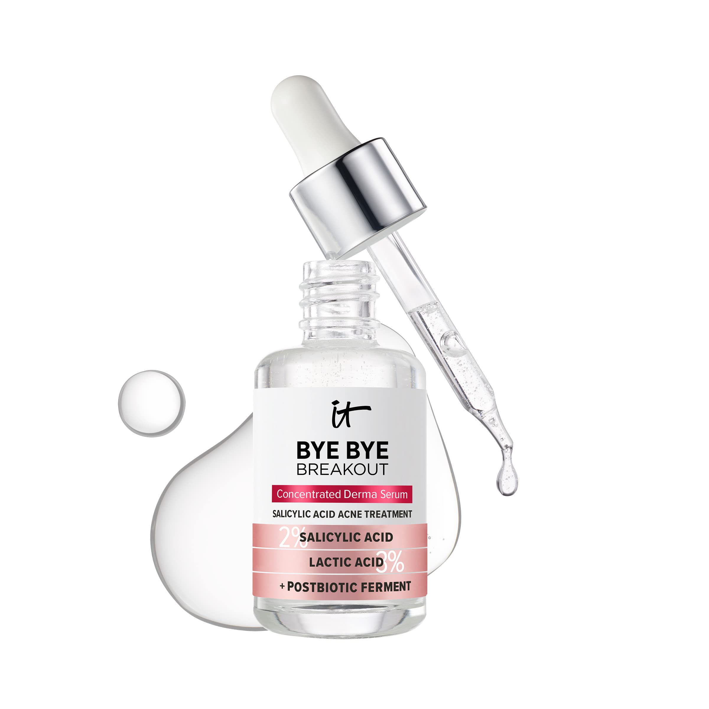 IT Cosmetics Bye Bye Breakout 2% Salicylic Acid Acne Treatment Serum, Helps Reduce Pimples in 3 Days & Fades Look of Post-Acne M