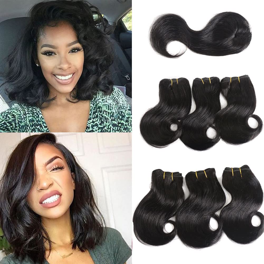 VIOLET Hair 8 Inch Brazilian Deep Curly Weave Hair Short Human Hair 6 Bundles With Closure 100% Unprocessed Human Hair Extension