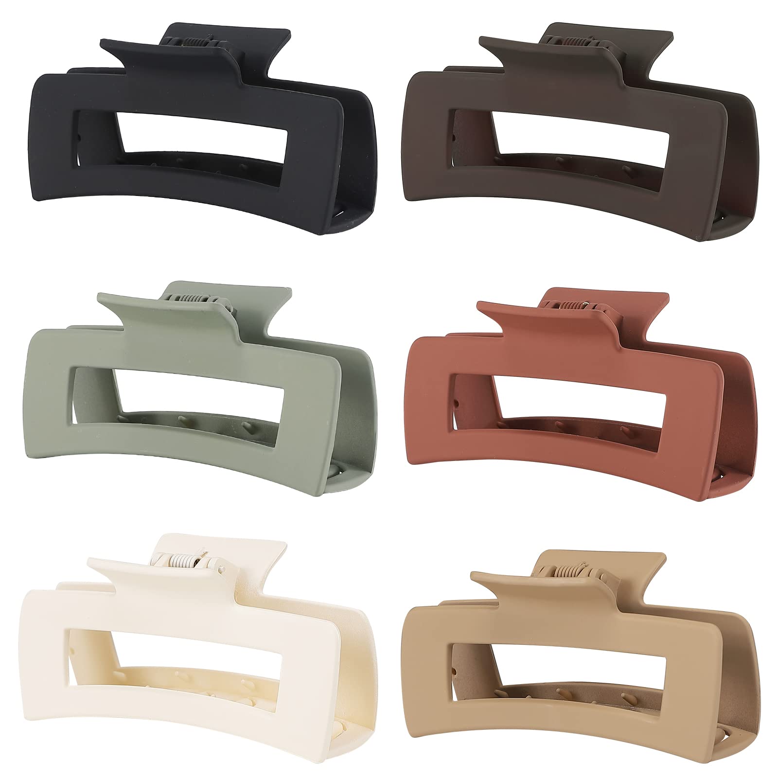 Sisiaipu 4 Inch Big Hair Claw Clips 6 Pcs for Thick Hair Square Hair Clips for Women Rectangle Nonslip Acrylic Banana Jaw Clips