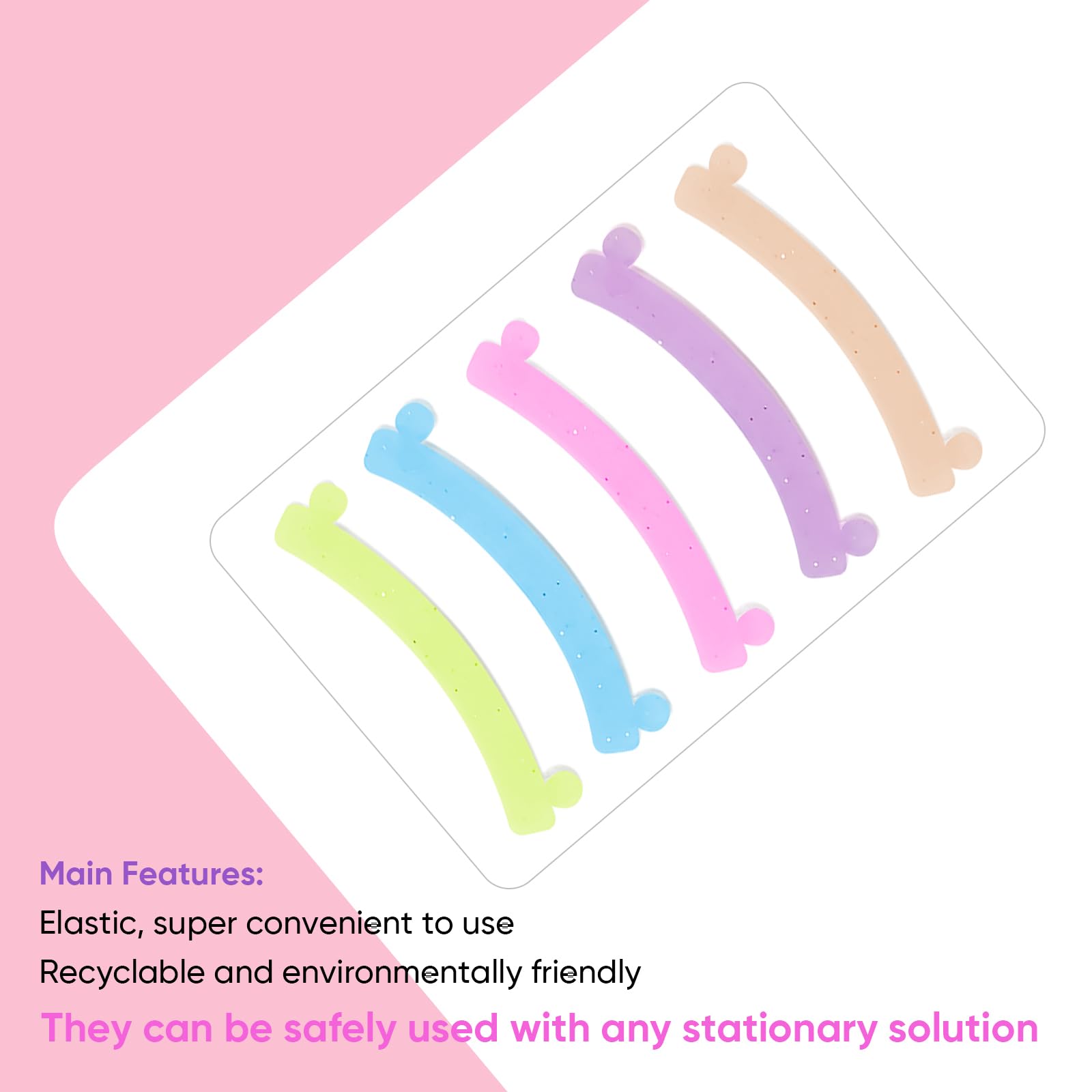 PERMANIA Lash Lift Ribbon, 5Pcs Silicone Eyelash Rods Ribbon Soft Colorful Lash Lift Tool Flexible Perm Roller Multi-Functional