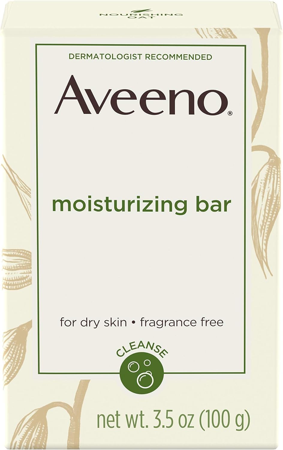 Aveeno Moisturizing Bar With Natural Colloidal Oatmeal For Dry Skin, Fragrance Free, 3.5 Oz (2 Pack)