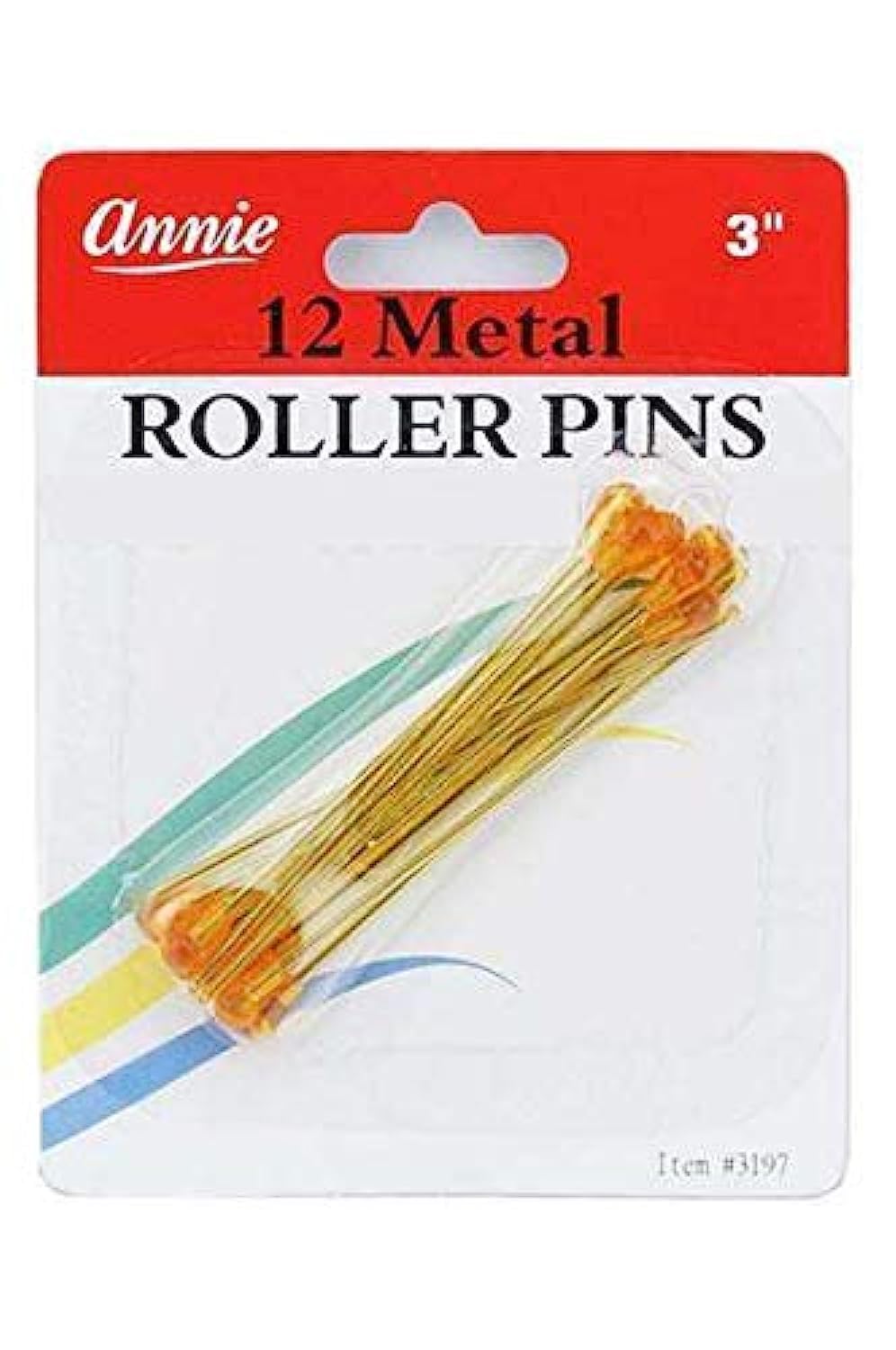 Annie Metal Roller Pins 3In 12Ct Amber