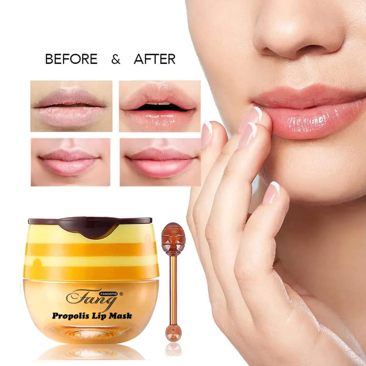 4 Pcs Bee Lip Balm Honey Pot,Lip Mask Propolis Moisturizing,Prevention Dry And Cracked Lip Scrubs Exfoliator Lip Wrinkle Skin Ca