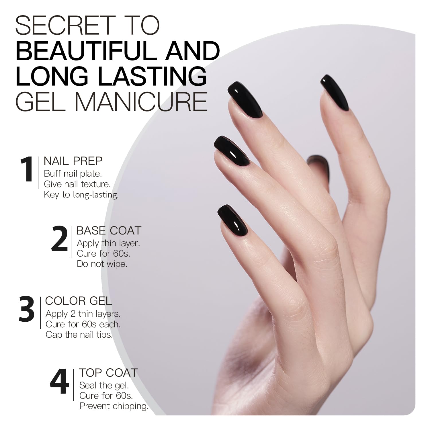 Gaoy Black Gel Nail Polish, 16Ml Soak Off Gel Polish, Uv Light Cure For Nail Art Diy Manicure At Home, 2026 Flawless Black