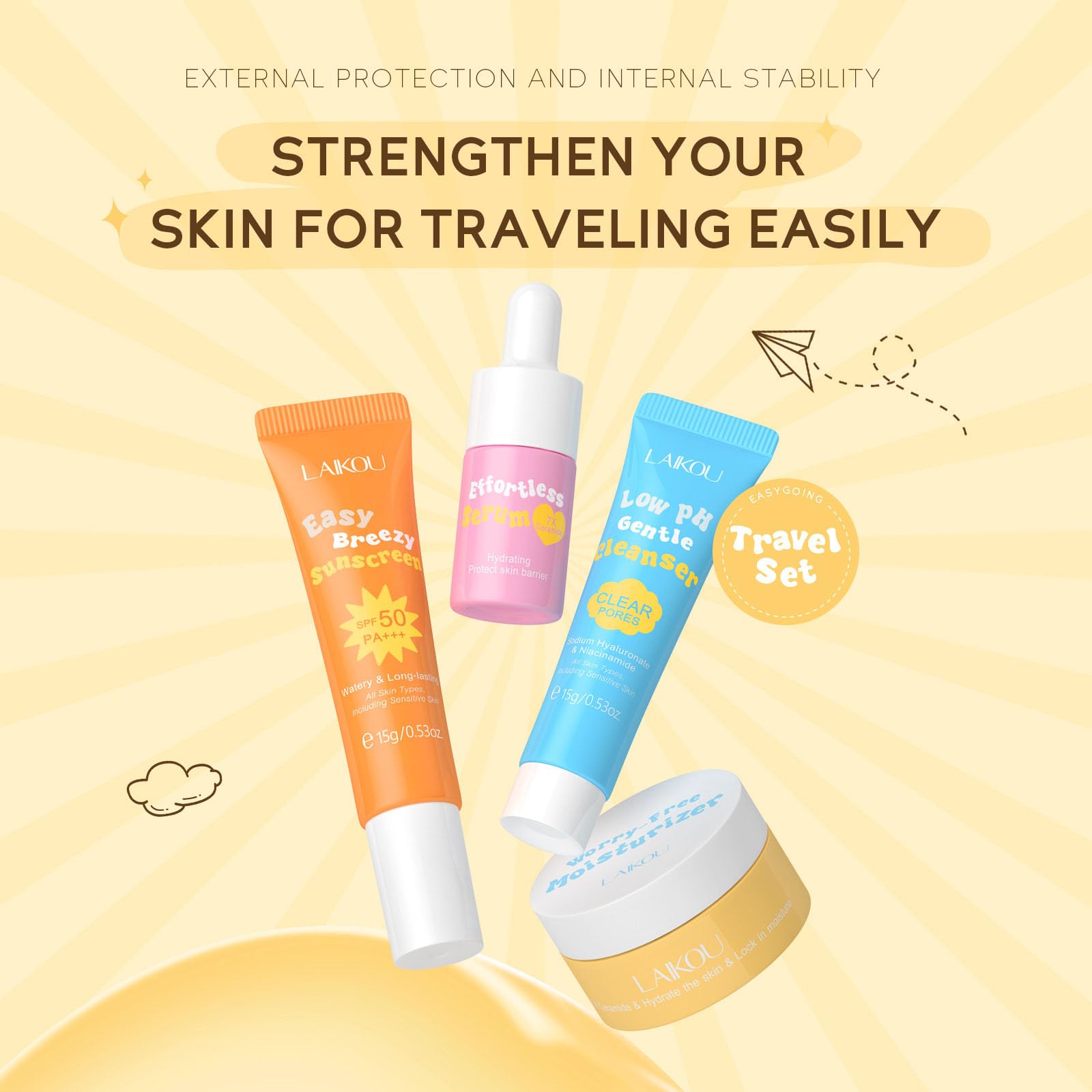 Hydrating Skin Care Set Travel Kit, Gifts For Women And Teenage Girls, 4 Piece Skincare Essentials Set Mini Travel Size With Fac