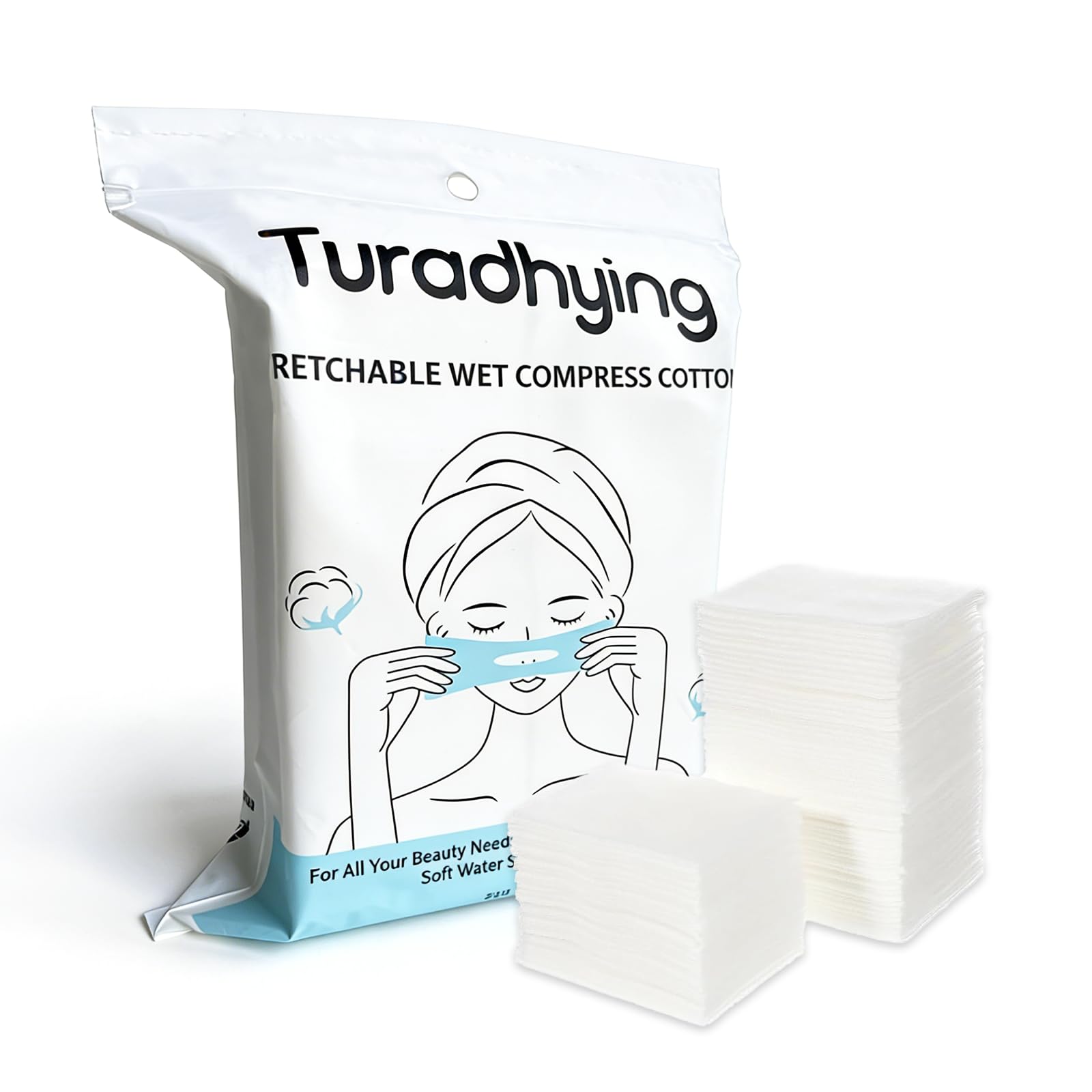 Stretchable Cotton Pads 200 Count  100 with Nose & Mouth Opening + 100 Solid  for Face, Toner, Makeup & DIY Mask (3.9x4.7in, P