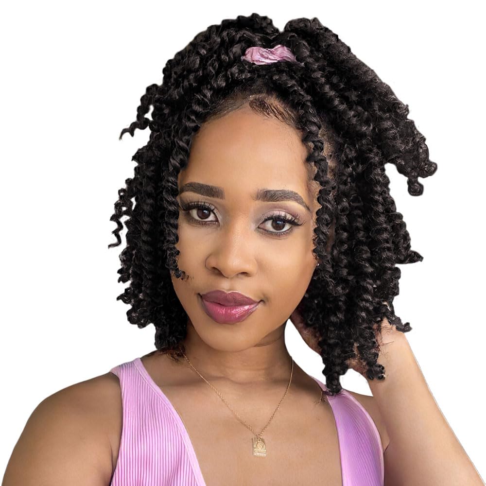 WUDAS Short Passion Twist Hair 10 Inch Pre-twisted Passion Twists Crochet Hair Brown Pre-looped Synthetic Crochet Braids (7 Pack