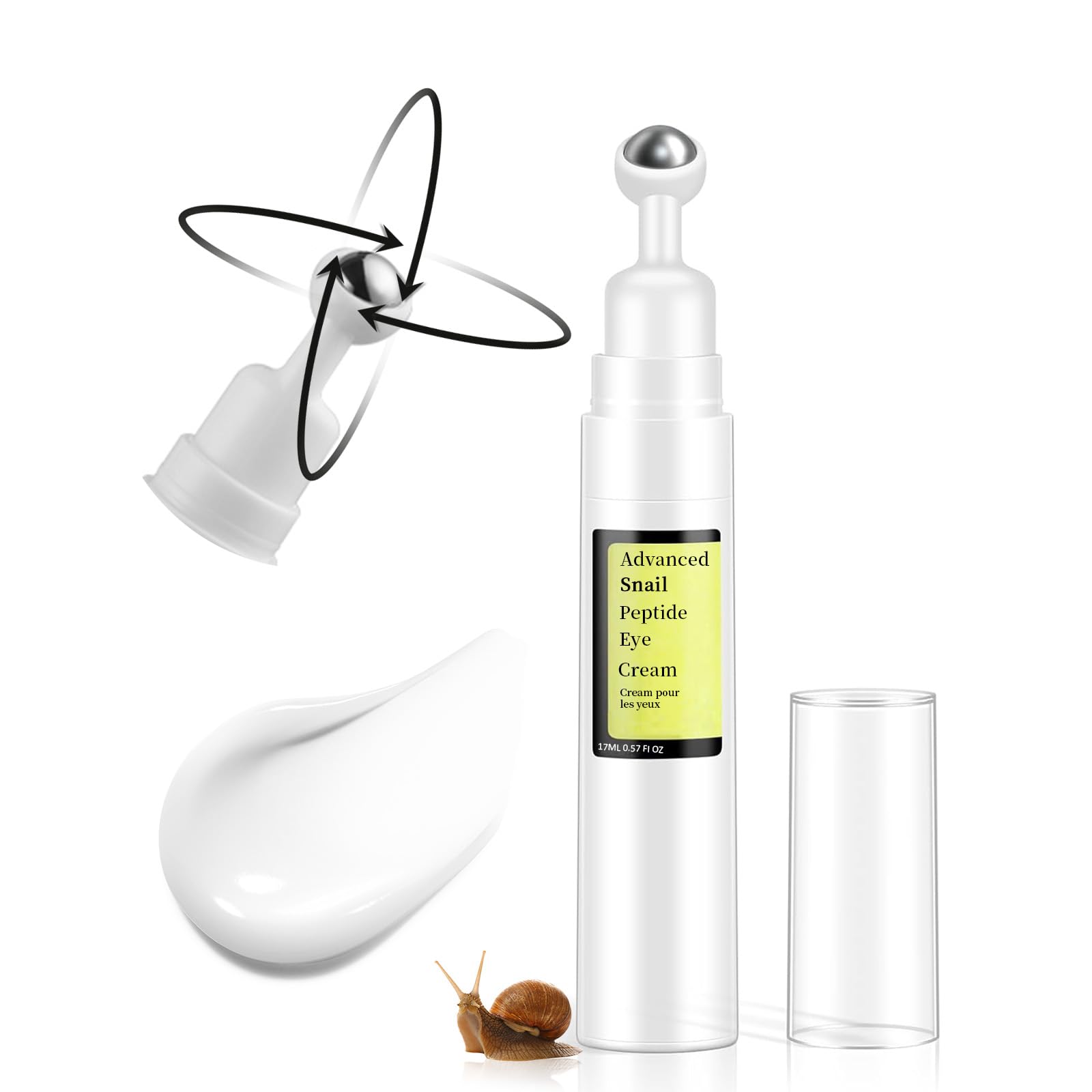 MIZEEYE Snail Peptide Eye Cream For Moisturizing, Snail Mucin Under Eye Cream With Niacinamide, Hyaluronic Acid, 17 ML Snail Eye