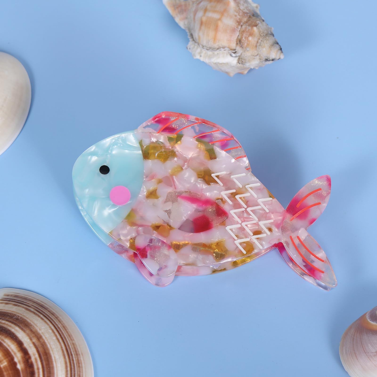 KCHIES 4-Inch Acrylic Fish Hair Claw Clip, Non-Slip Jaw Clamp for Thick/Fine Hair, Ocean Animal Design, Ideal Summer Beach Accessory