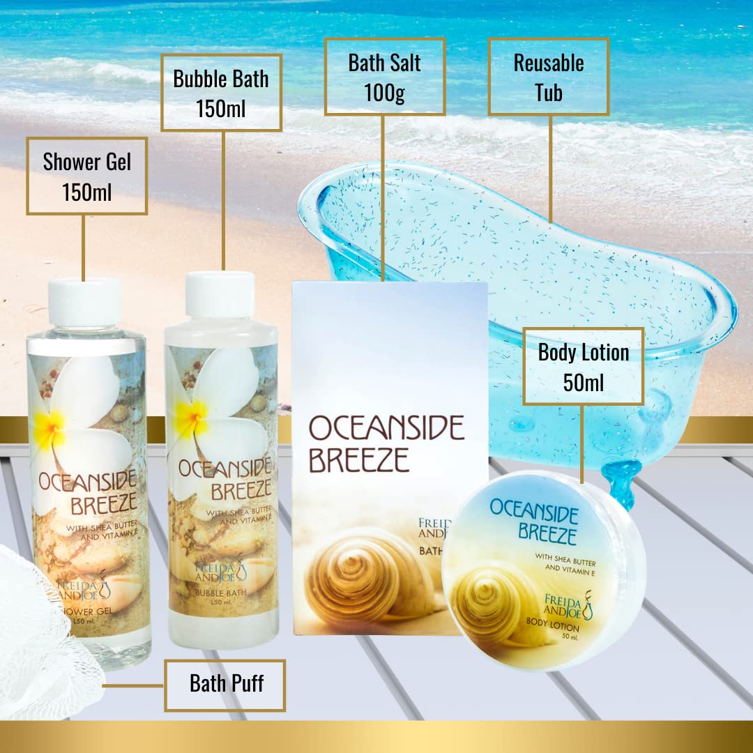 Home Spa Bath Basket Fresh Aquatic Oceanside Breeze Spa Set For Women Bath & Body Set For Women Shower Gel, Bubble Bath, Body Lo