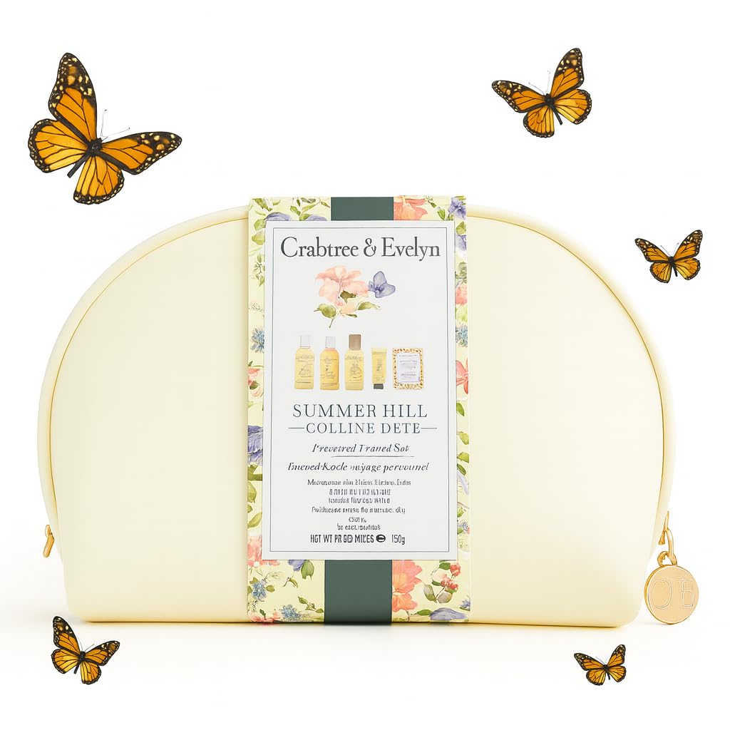 Crabtree & Evelyn Summer Hill Personal Travel Bath Set (6 Pieces - (3oz) bath and shower gel (3oz) body lotion (0.9oz) hand crea