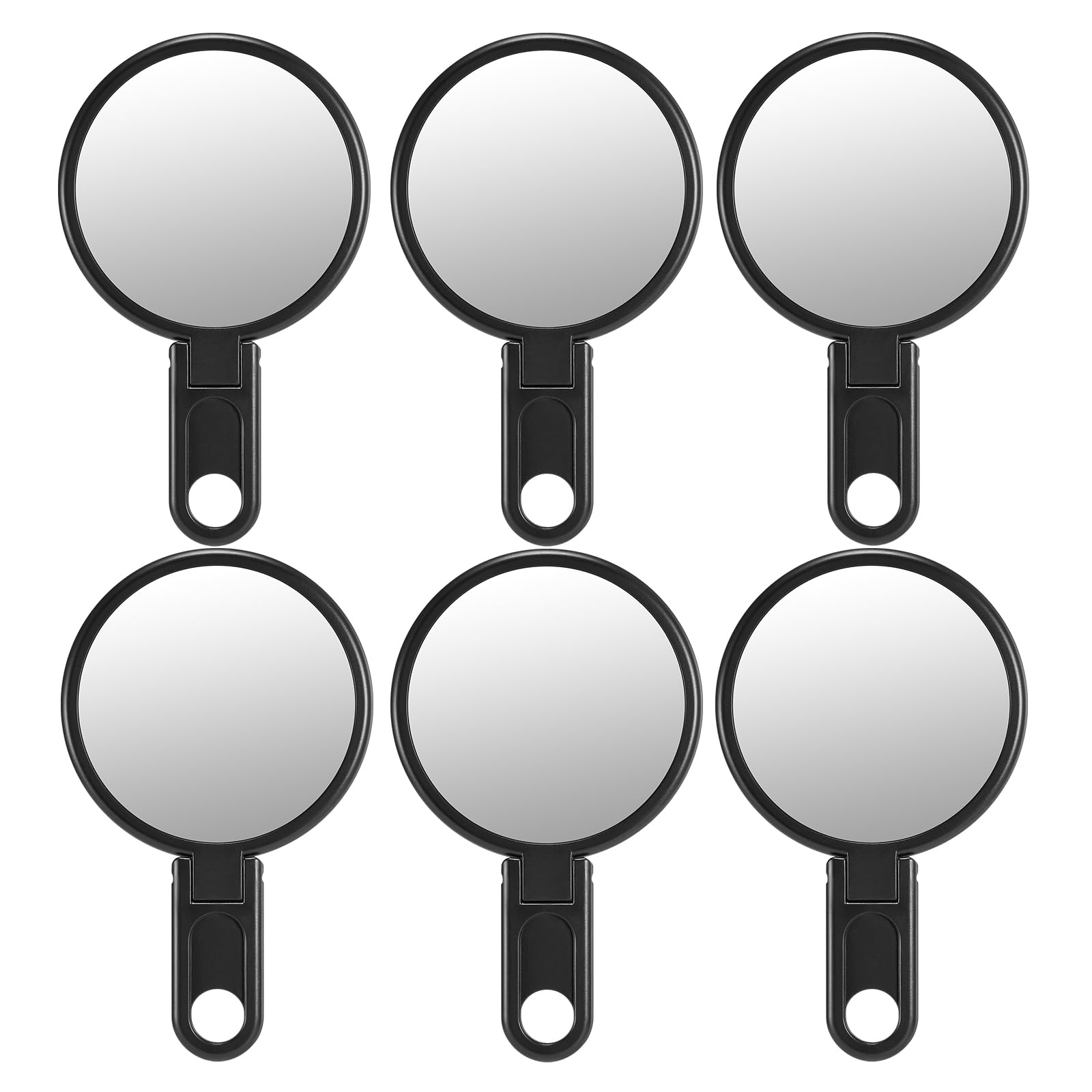 Omiro 3'' Compact Mirror With Adjustable Handle, Mini Folding Mirror For Makeup (Black, Pack Of 6)