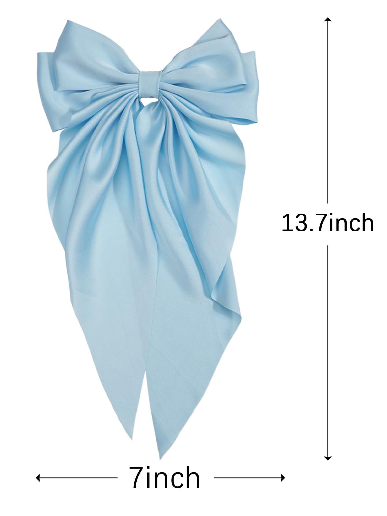 Joyoyo Hair Clip, 1Pcs Silky Satin Large Hair Bow Ribbon Clips For Women And Girls, Giant Long Bow Hair Clips Ponytail Holder Si