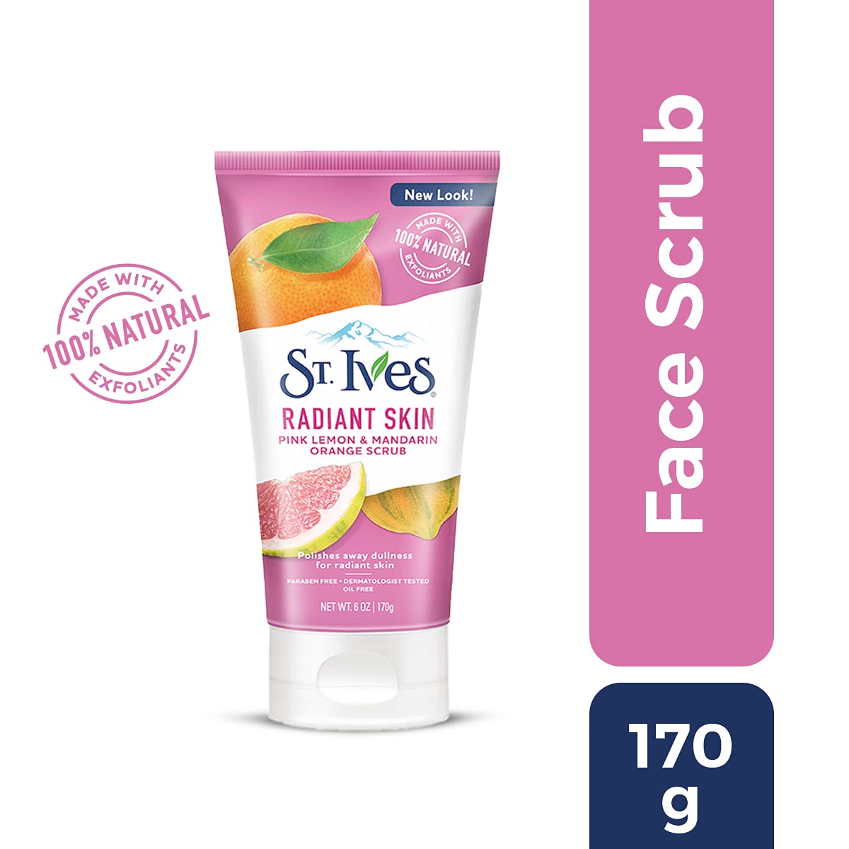 St. Ives Radiant Skin Face Scrub For Dull Skin Pink Lemon And Mandarin Orange Dermatologist-Tested Face Wash Scrub With 100 Perc