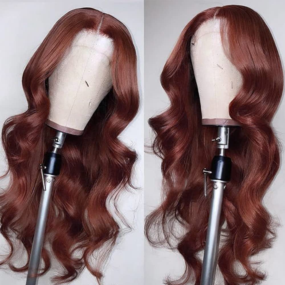 Reddish Brown 5X5 Hd Lace Closure Wigs Human Hair 180% Density 33B Reddish Brown Body Wave Lace Front Wigs Human Hair Glueless P