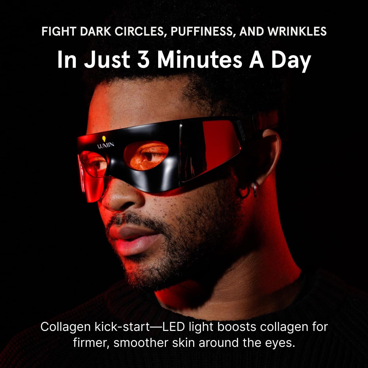 Luminator Led Eye Mask For Men'S Skincare - Anti-Aging, Boost Collagen, Reduce Dark Circles & Wrinkles, Red Light Therapy For Un