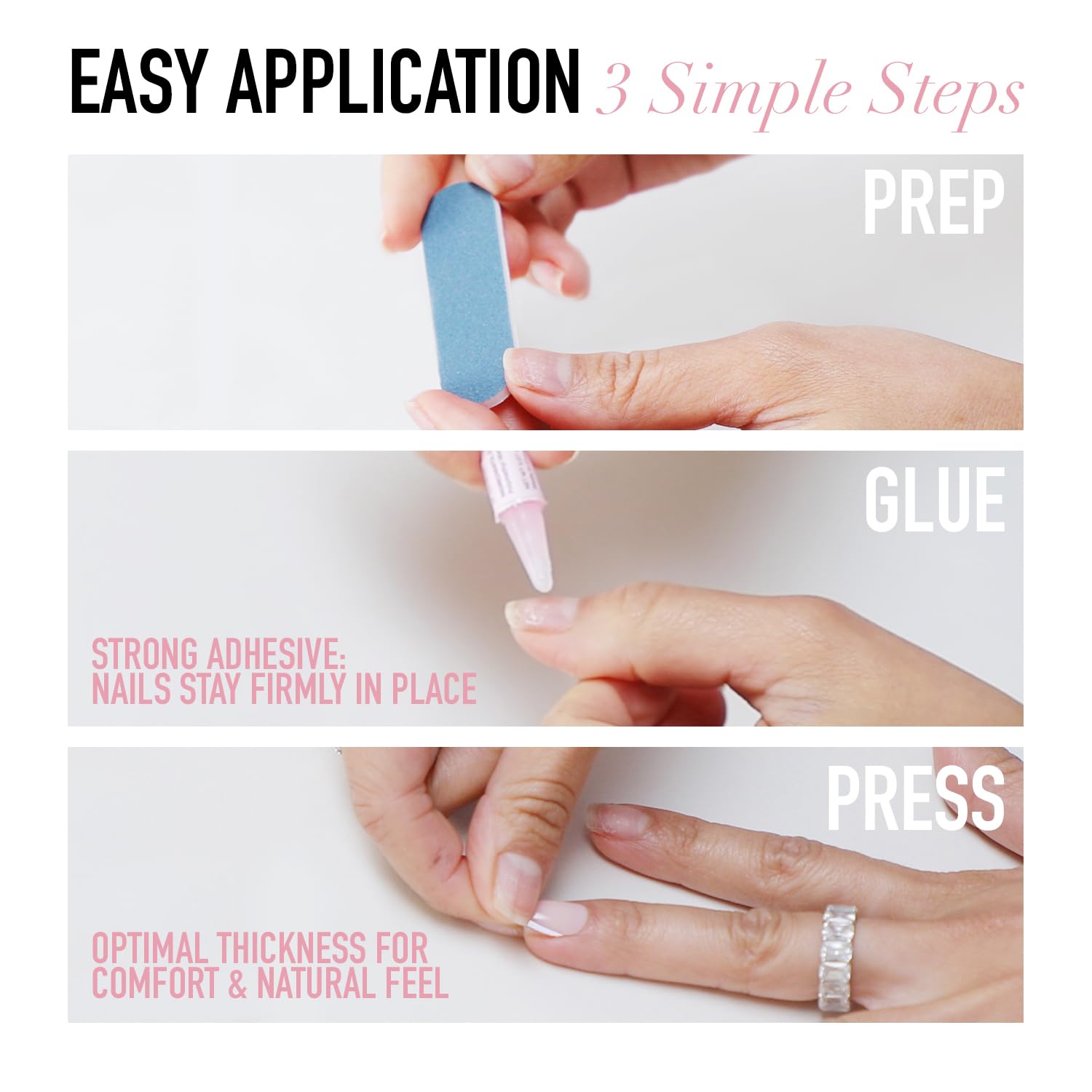 Glamnetic Press On Nails - Berry Fizz | Short Oval, Magenta Nails With A Mesmerizing Metallic Finish | 15 Sizes - 30 Nail Kit Wi