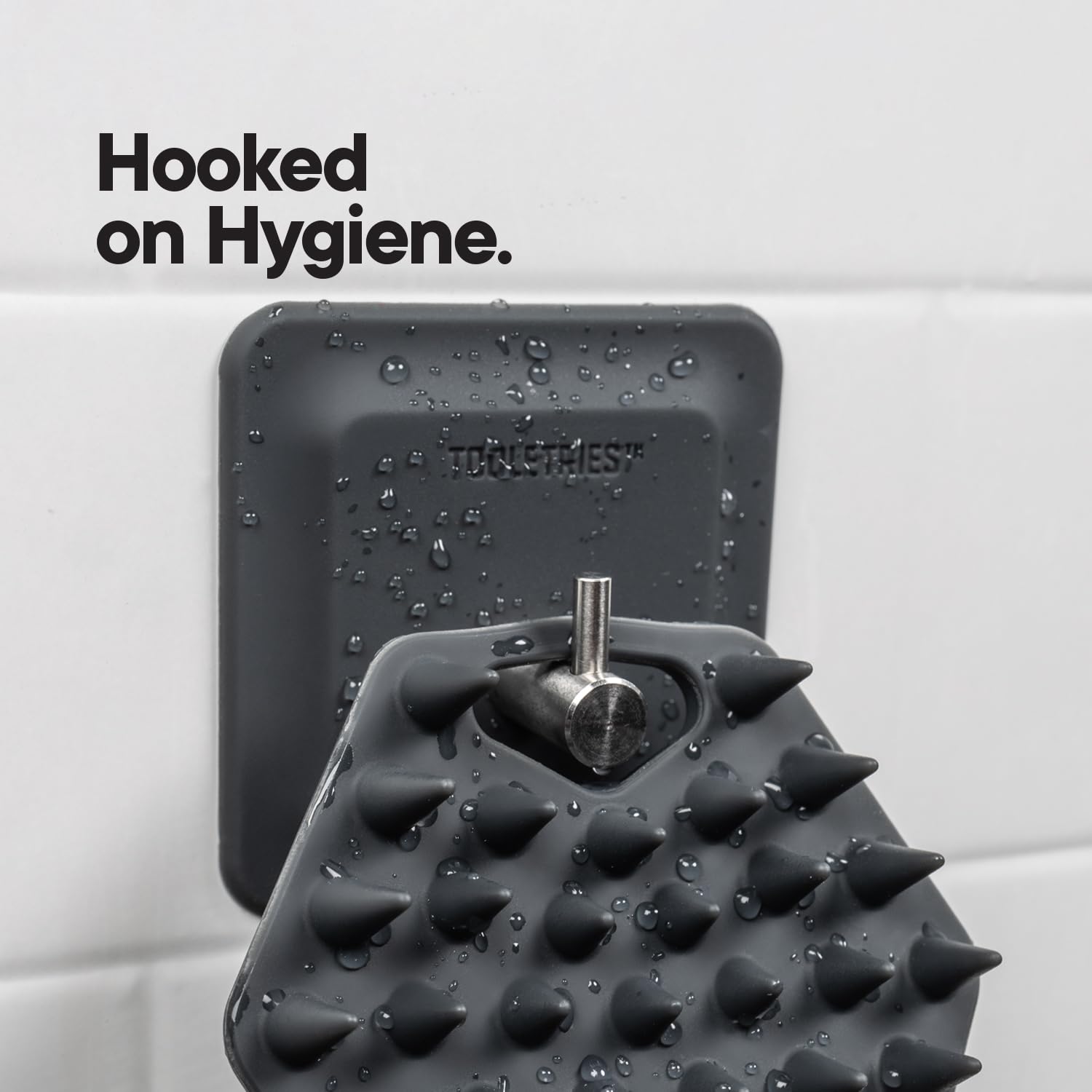 Tooletries - Silicone Beard Brush & Exfoliator For Men - Deep Cleans Pores - Soft-Touch Shower Accessory With Hook - Charcoal