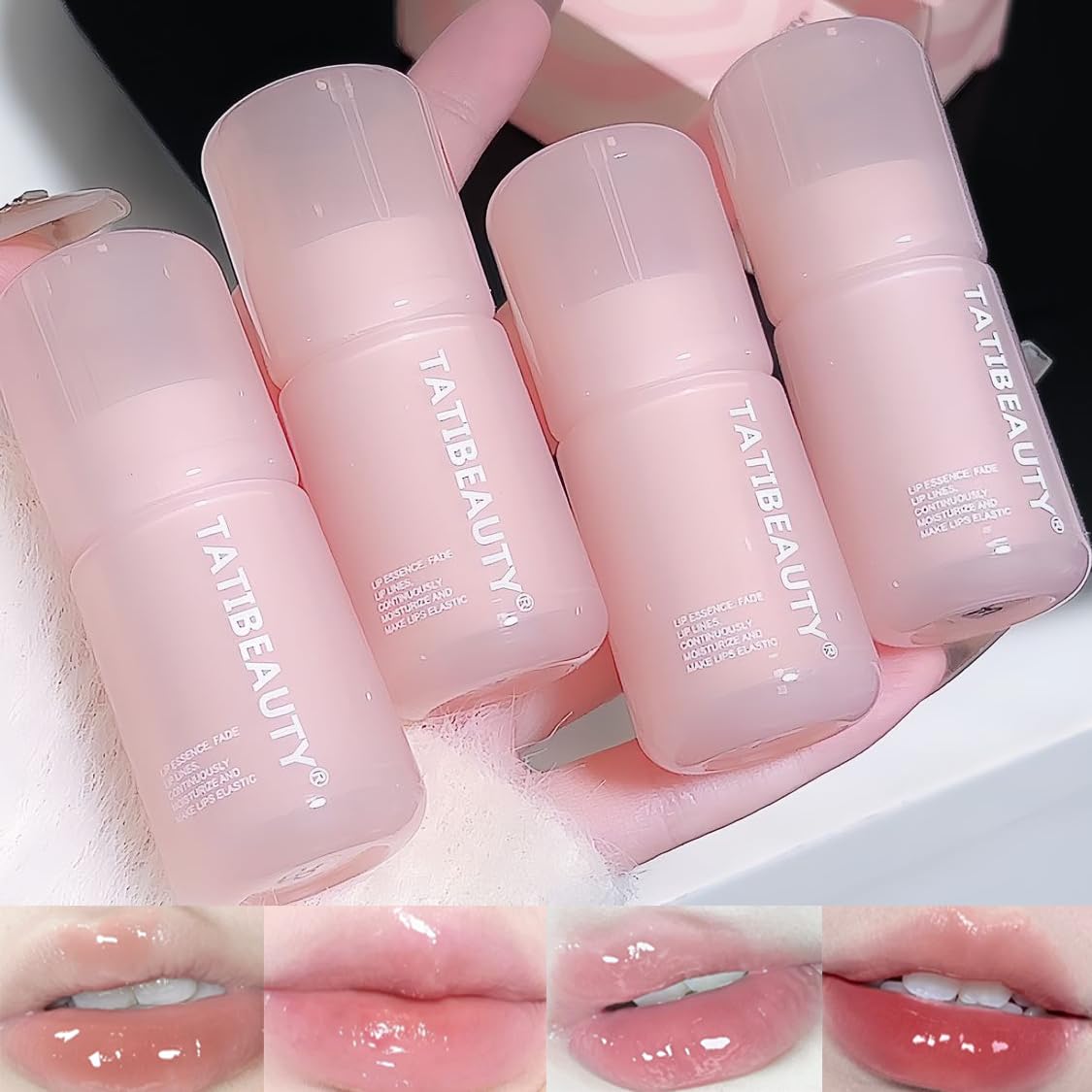 Petansy Hydrating Lip Gloss,4 Colors Plumping and Moisturizing Glaze Tint, Water Mirror Liquid Lipstick, Longlasting HighlyPig
