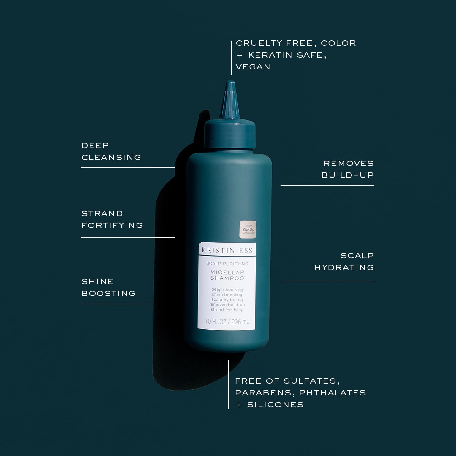 Kristin Ess Hair Scalp Purifying Micellar Shampoo for Deep Cleansing + Scalp Hydrating - Removes Build Up, Shine Boosting, Vegan