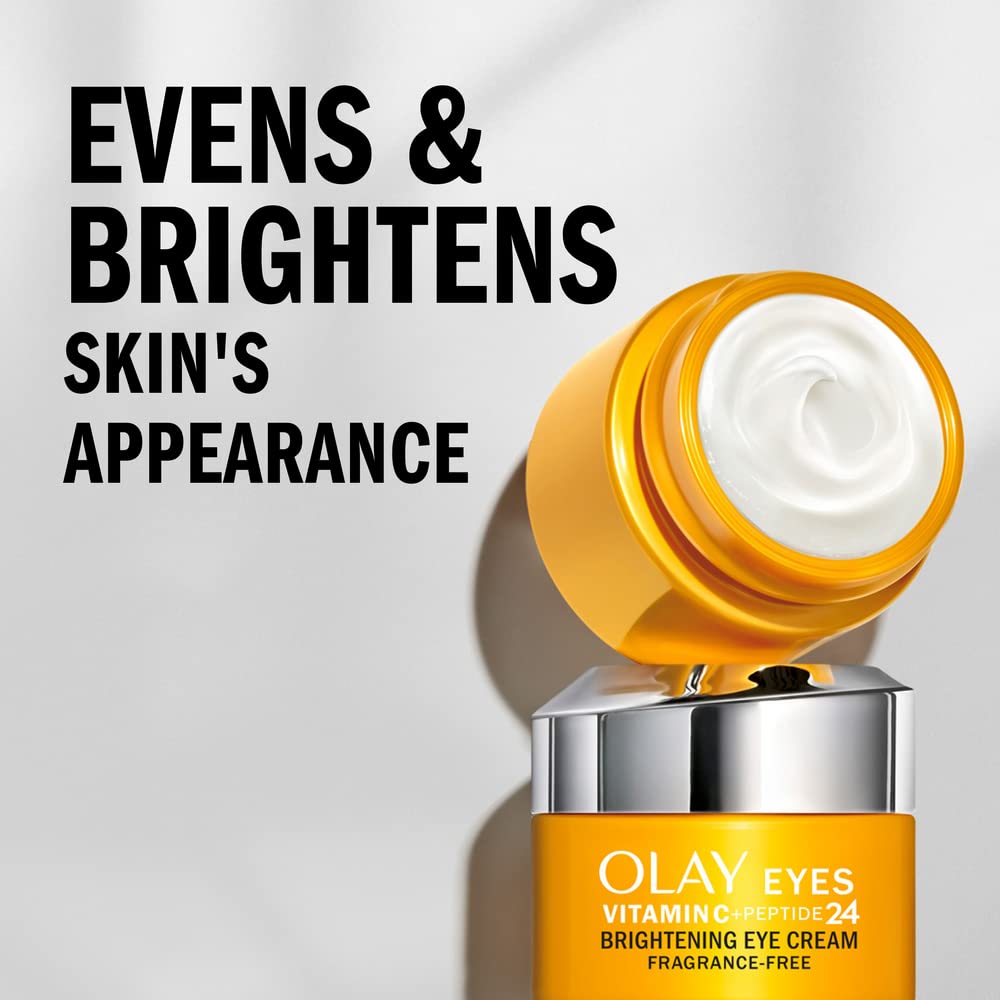 Olay Vitamin C + Peptide 24 Eye Cream, Fragrance-Free, 0.5 Oz + Whip Face Moisturizer Travel/Trial Size Gift Set