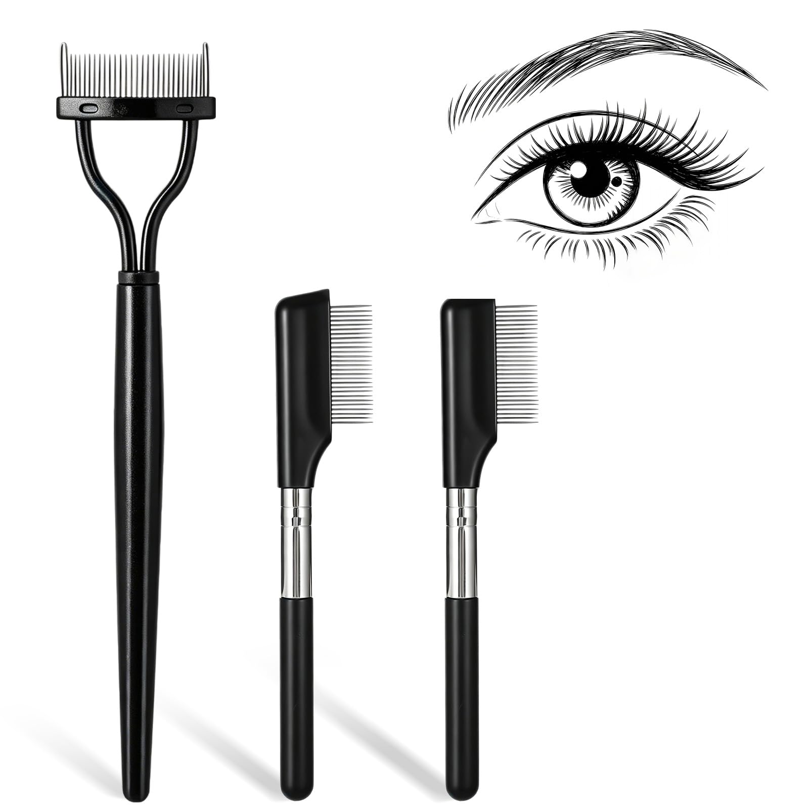 3Pcs Eye Lash Comb Separator, Metal Eye Lash Separator Tool