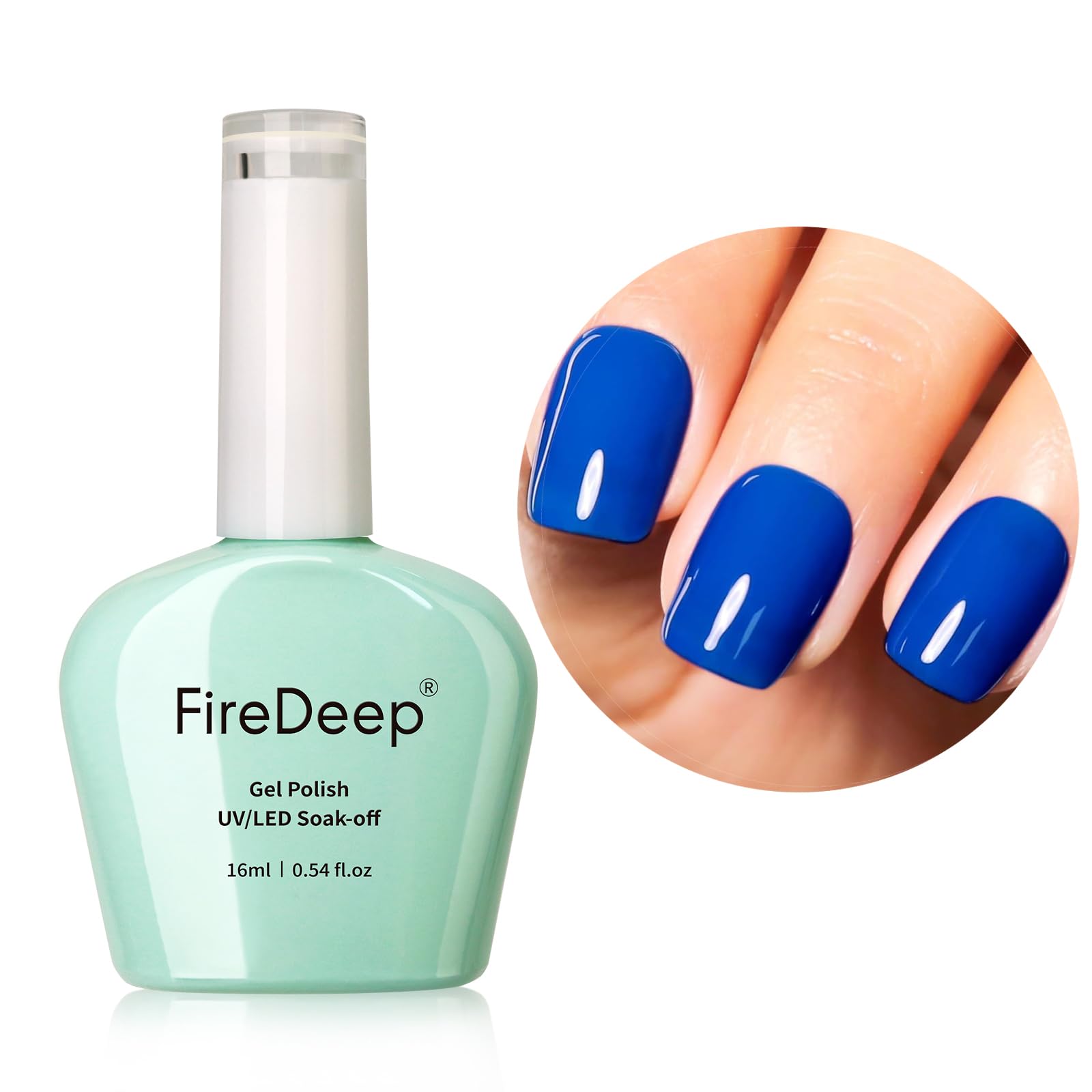 Firedeep Electric Blue Gel Nail Polish, 0.54 Fl Oz Large Bottle UV/LED Soak Off Royal Blue Gel Polish for Spring and Summer Part