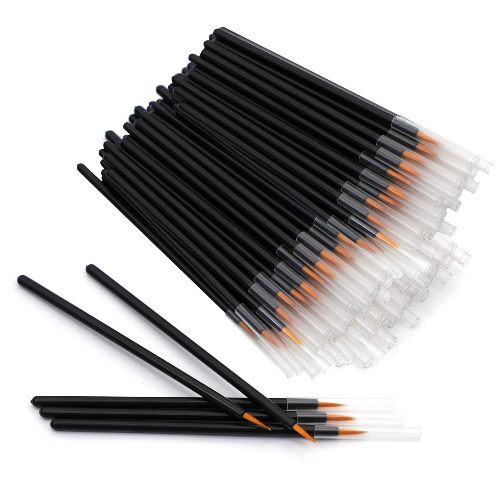 Nyamah Sales 50Pcs Eyeliner Brushes With Covers,Eye Liner Wands For Makeup, Eyeliner Applicator Cosmetic Eye Wands Makeup Tool F