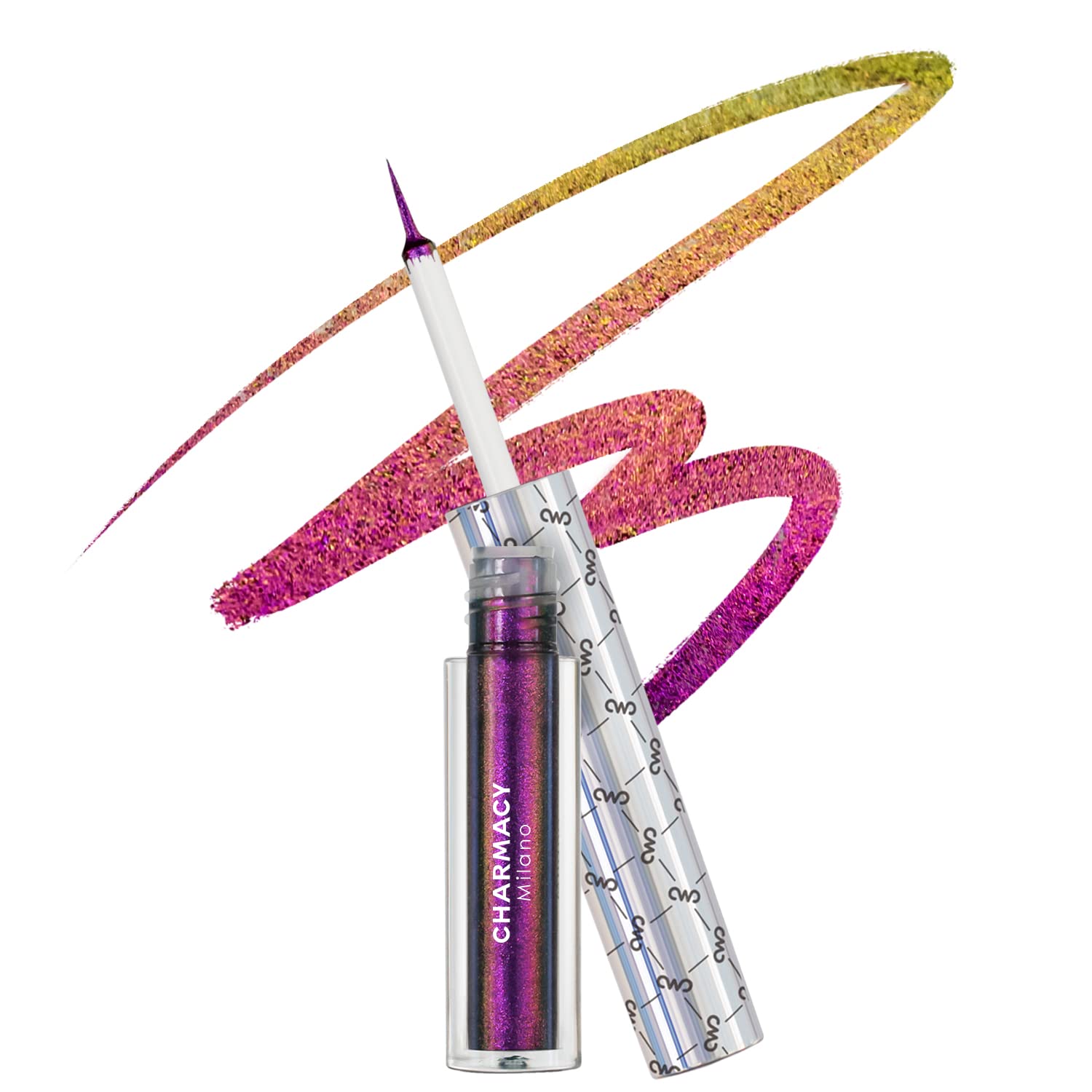 Charmacy Multichrome Eyeliner Liquid Liner, Metallic Glitter Shimmer Eyeliner, Long Lasting High Pigmented With Waterproof & Smu