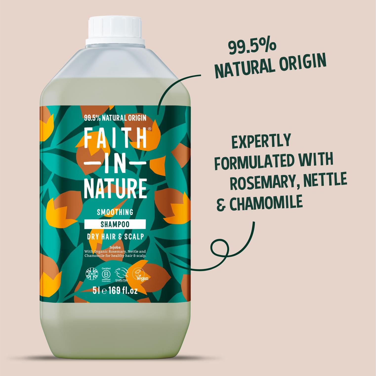 FAITH IN NATURE Natural Shampoo - Vegan & Cruelty Free, No SLS or Parabens - 169 fl oz Refill Pack, Jojoba