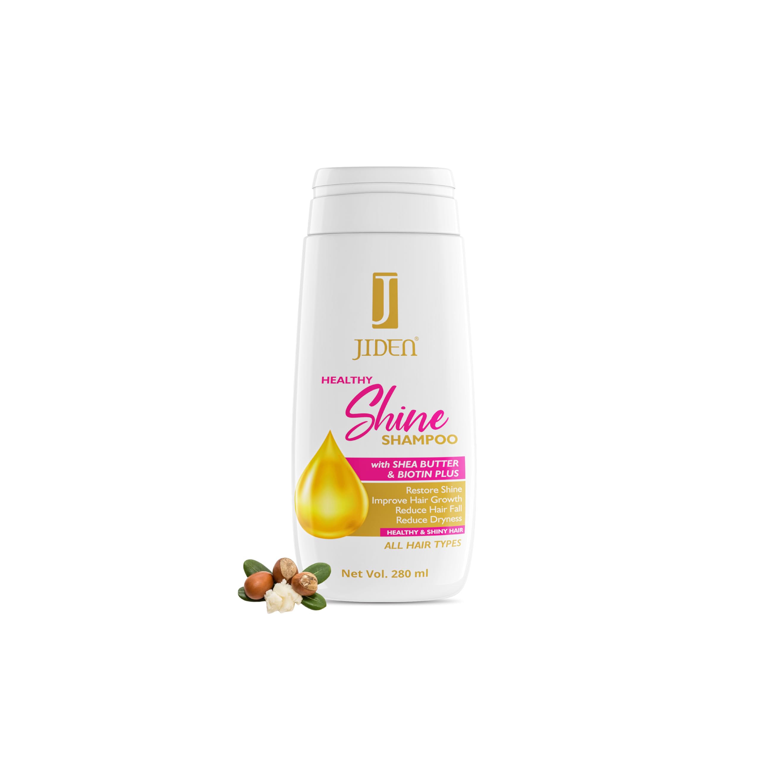 Jiden Healthy Shine Shampoo For Men & Women  280Ml With Shea Butter & Biotin Plus For Intense Moisture & Hair Growth, Shiny/Sil