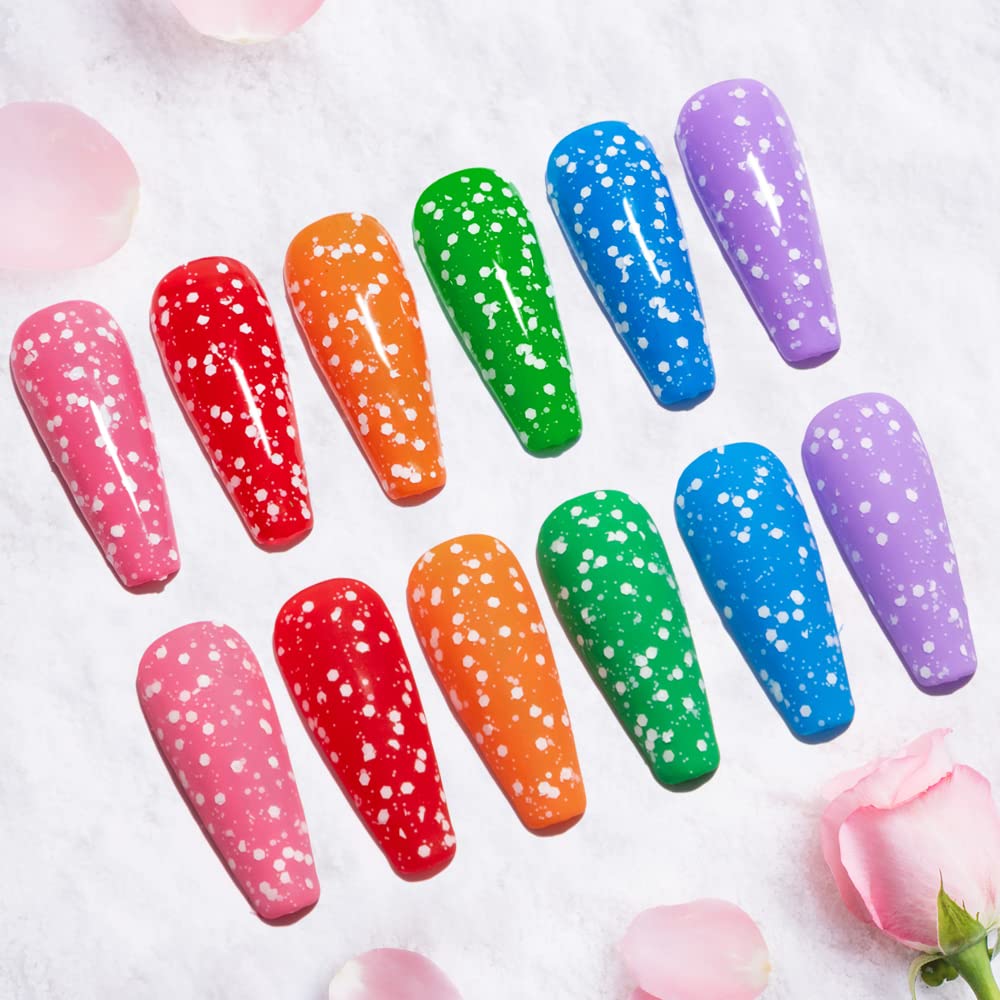 Mizhse White Spot Gel Nail Polish, Snow No Wipe Top Coat Gel Polish Winter Style Snowflake Effect Soak Off Uv Led Gel Polish Hom