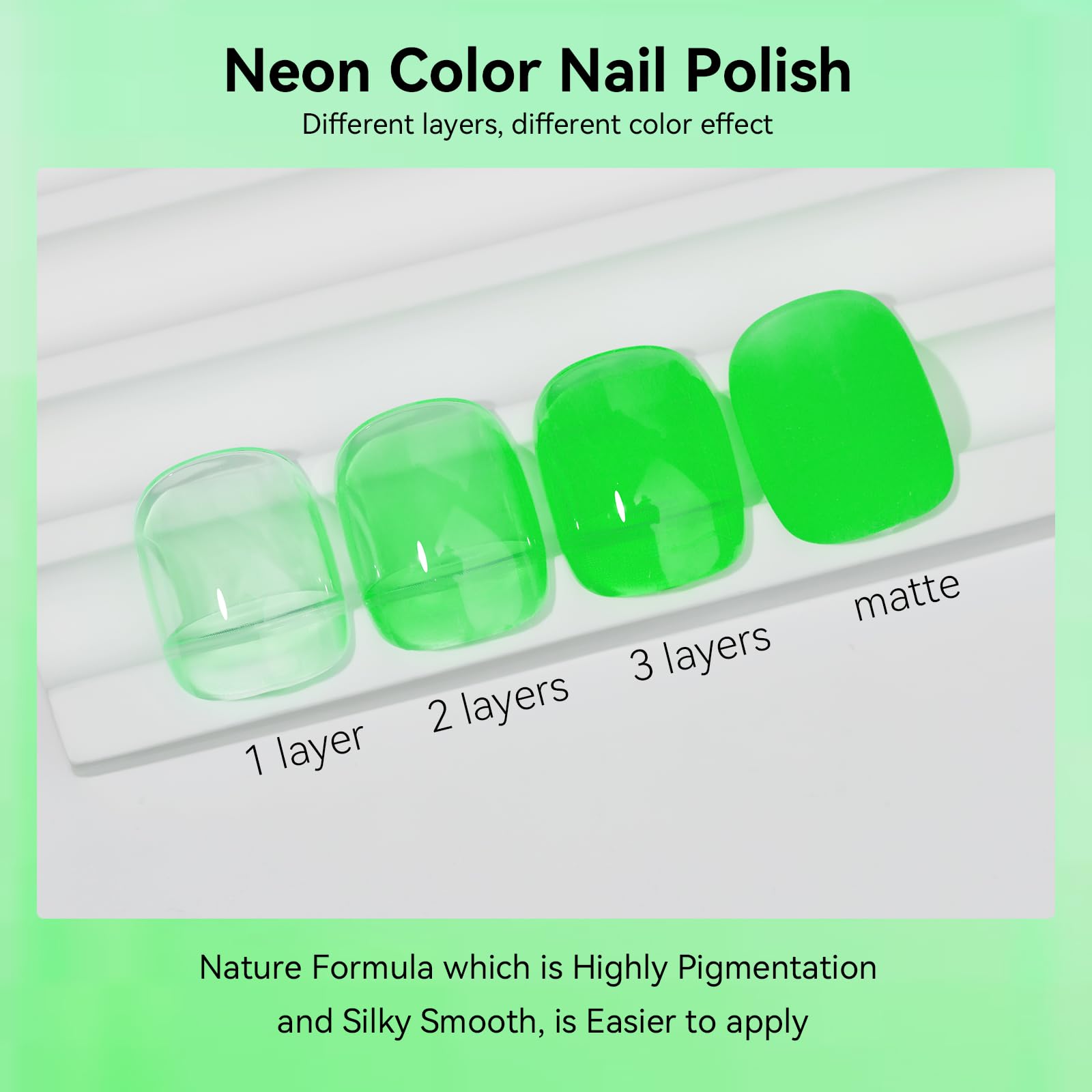 Mizhse Quick Dry Nail Polish: Neon Green Bright Nail Polish Air Dry Fast, 15Ml/0.5 Fl Oz Regular Water-Based Nail Lacquer Non-Ge