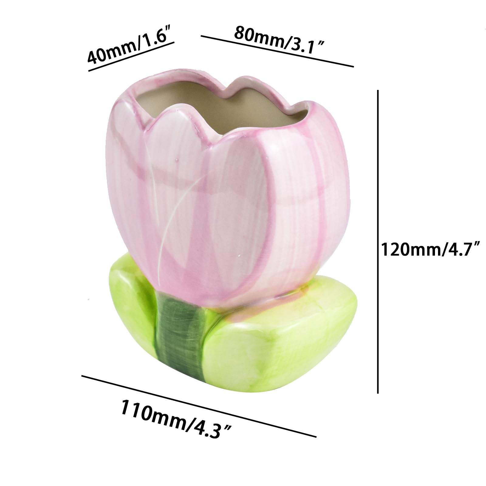 ESIW Ceramic Tulip Cosmetic Storage Box, Desktop Organizers Make Up Brush Storage Stand Desktop Storage Box for Brush,Pencil,Art