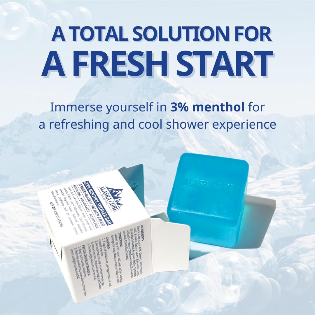 Alaskacube Cool Menthol Shower Bath Body Soap Bar Cleanser Cooling Effect Rich Foam Body Wash Shampoo Deodorant For Face And Bod
