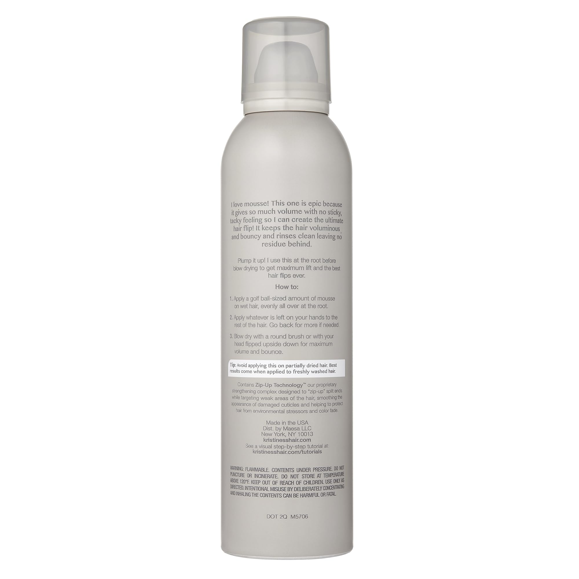 Kristin Ess Hair Instant Lift Volumizing Mousse With Castor Oil - Boosts Volume + Thickens, Body Building, Lasting Hold, Non Sti