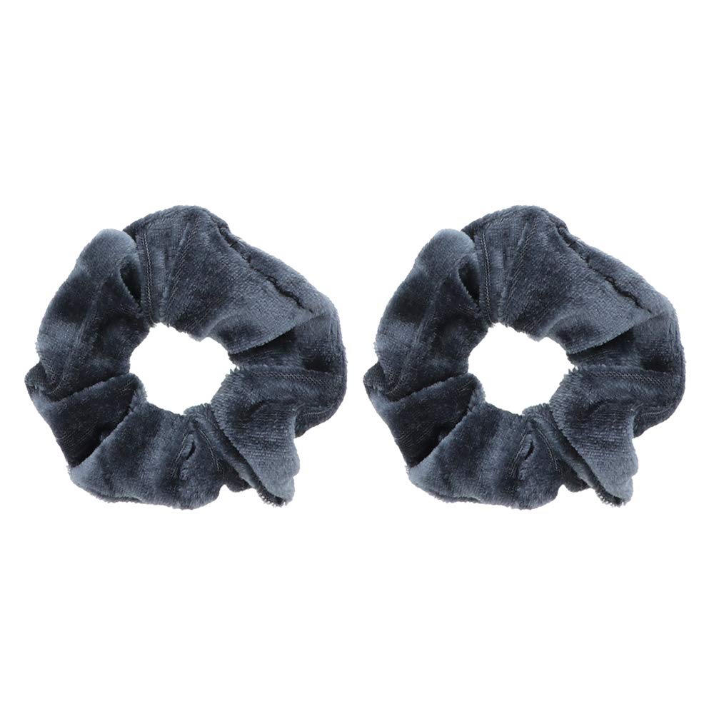 Velvet Solid Scrunchies - Set Of 2-Grey