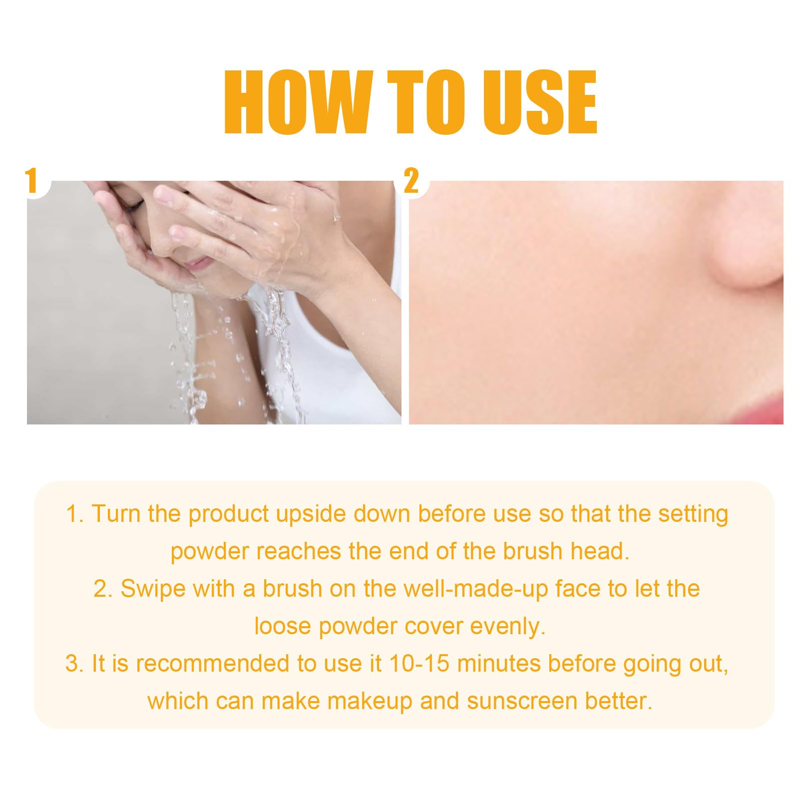 Mineral Sunscreen Setting Powder SPF 50, Mineral Brush Powder Oil Control Natural Matte Finish Loose Powder with Sunscreen Brush