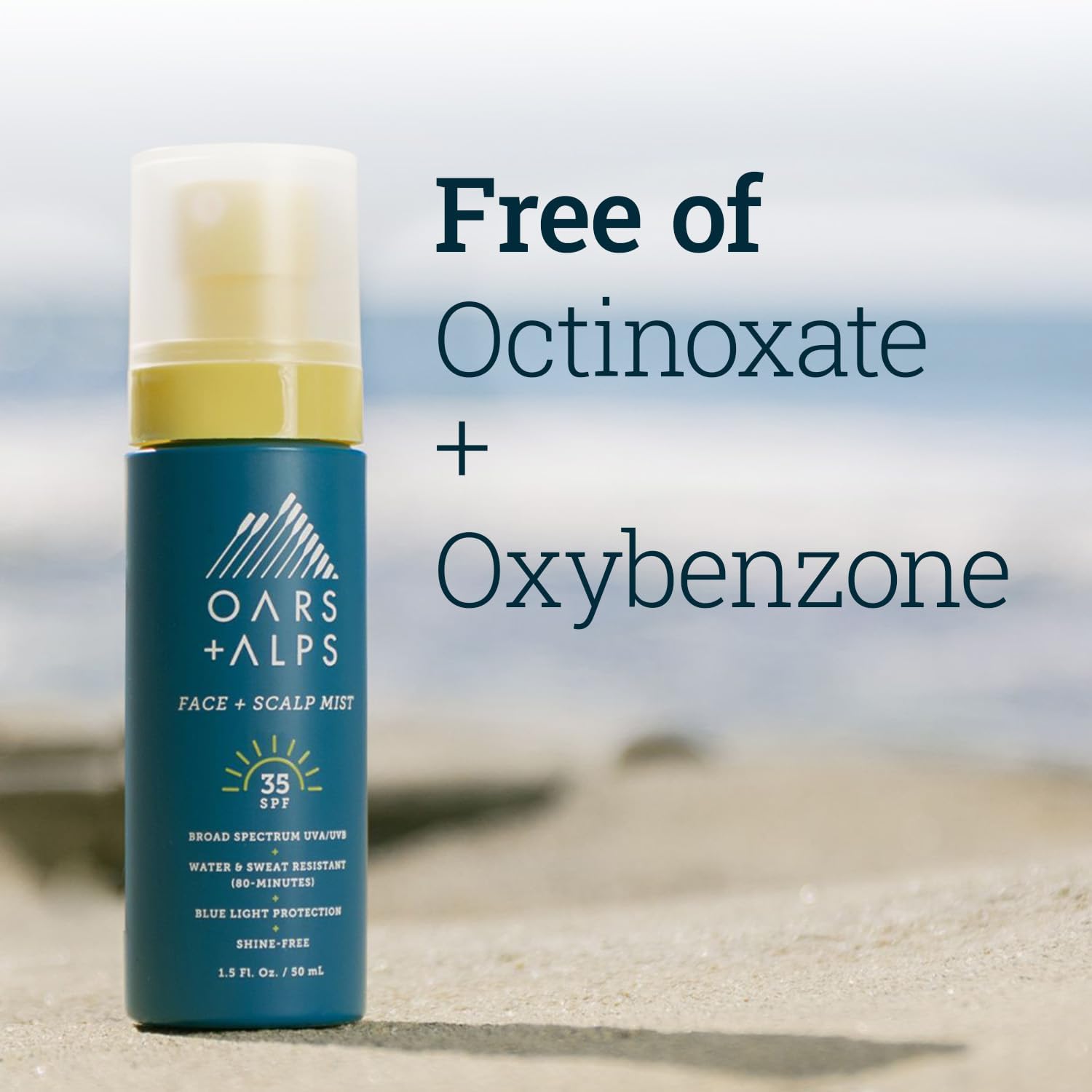 Oars + Alps Face and Scalp Mist SPF 35 Sunscreen, Protects from Blue Light, Summer Splash Scent, Water and Sweat Resistant, 1.5