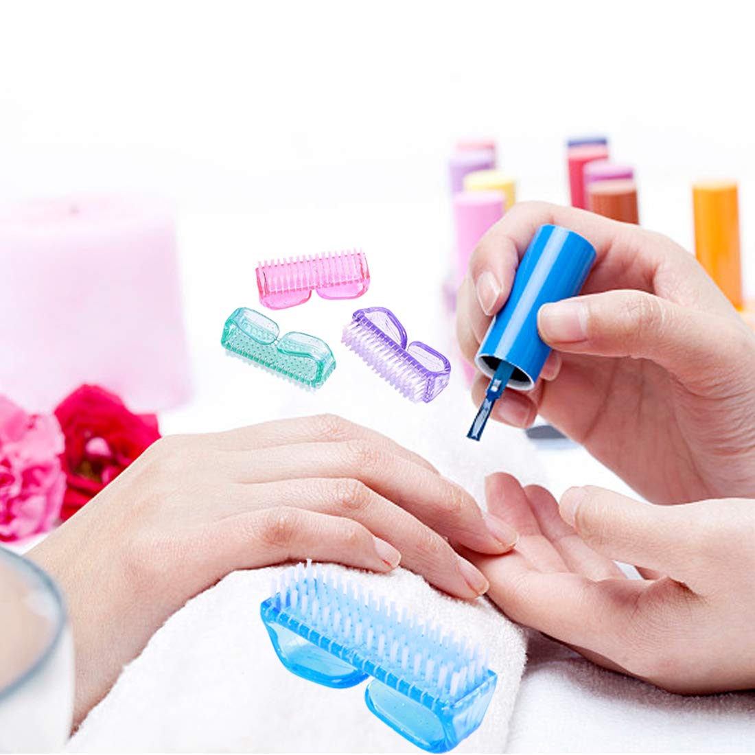 6 Pack Handle Grip Nail Cleaning Brush, Qeedy Fingernail Brush Cleaner Scrub Brush Kit For Toes Shower And Women & Men & Kids (C