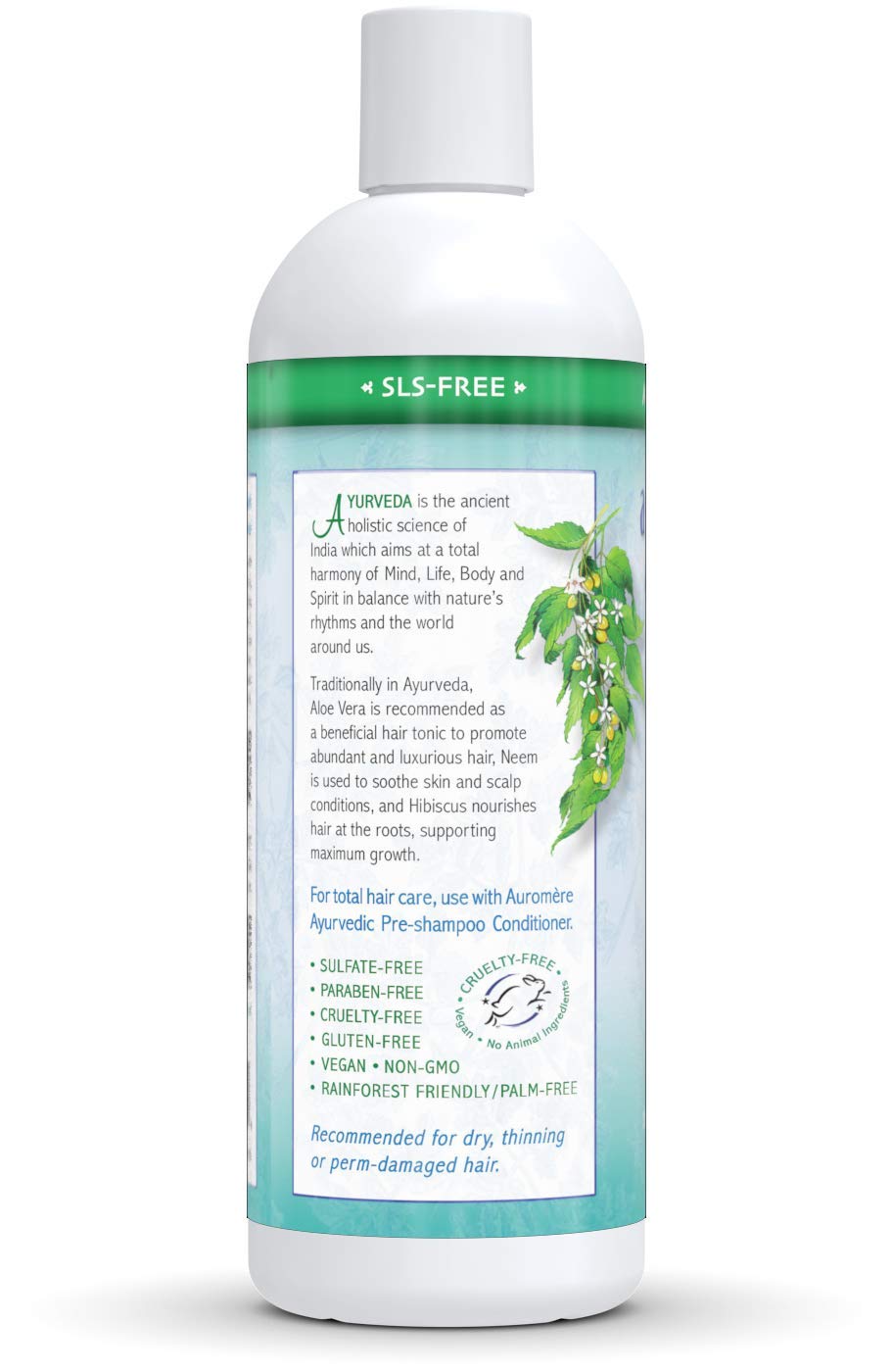 Auromere Ayurvedic Shampoo, Aloe Vera Neem - Vegan, Cruelty Free, Non-Gmo, Natural, Gluten Free, Sulfate Free, Paraben Free For