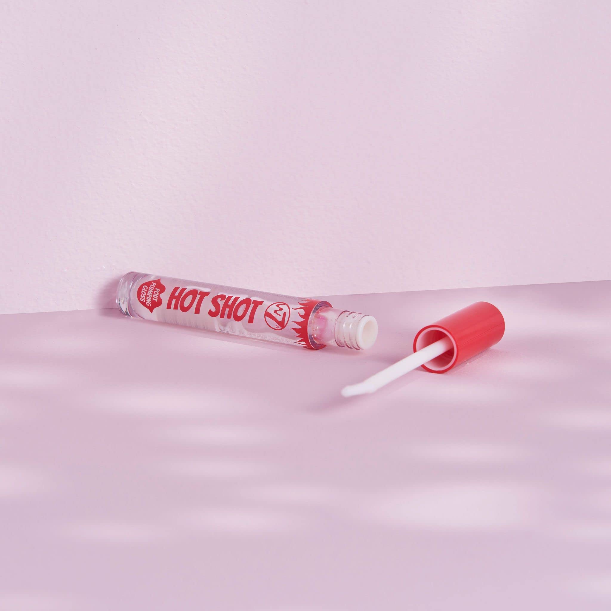 W7 Hot Shot Plumping Gloss Bundle - Enhancing Plump Effect For Fuller Lips - Clear, Natural, High Shine Finish - 2 Pack