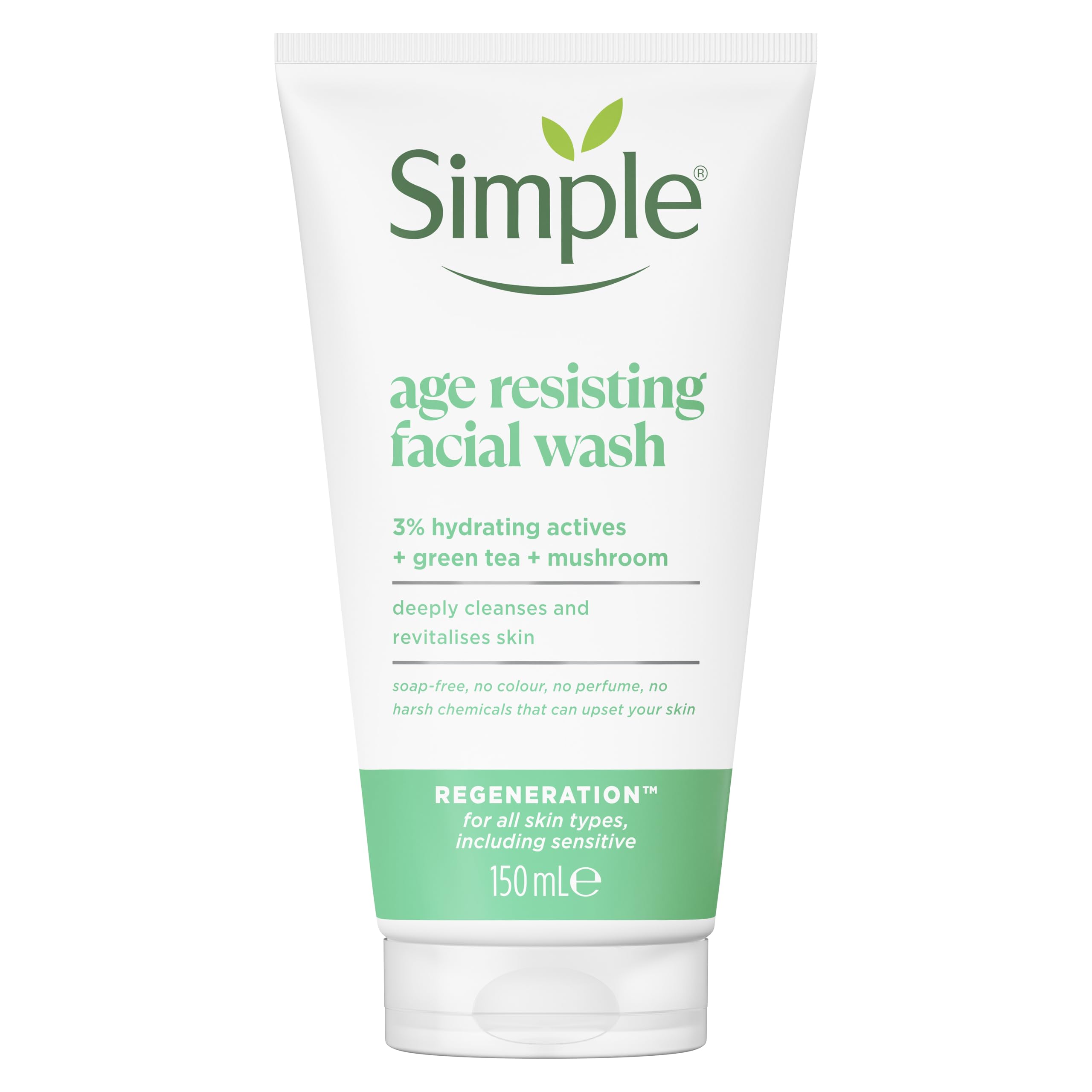 Simple Age Resisting Facial Wash 150 ml - Gentle Cleansing for All Skin Types, Pack of 1