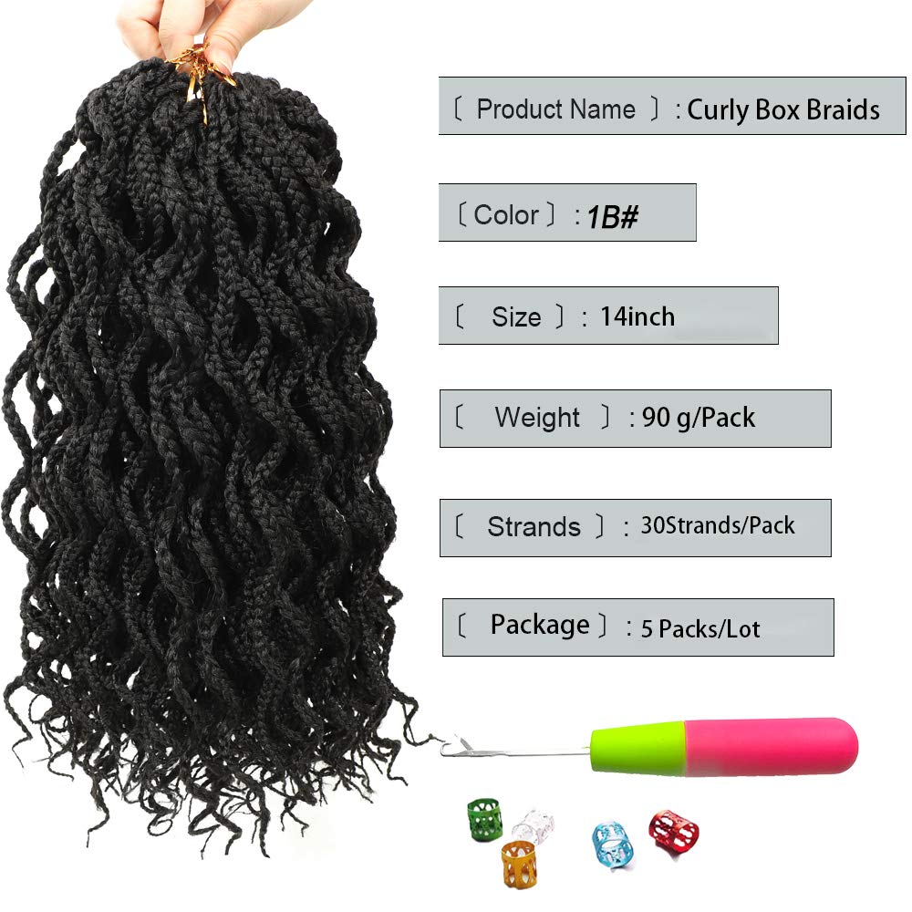 150 Strands Goddess Box Braids Crochet Hair Curly Braided Crochet Box Braiding Hair 14 Inch 3X Pre Looped Box Braid Crochet Brai