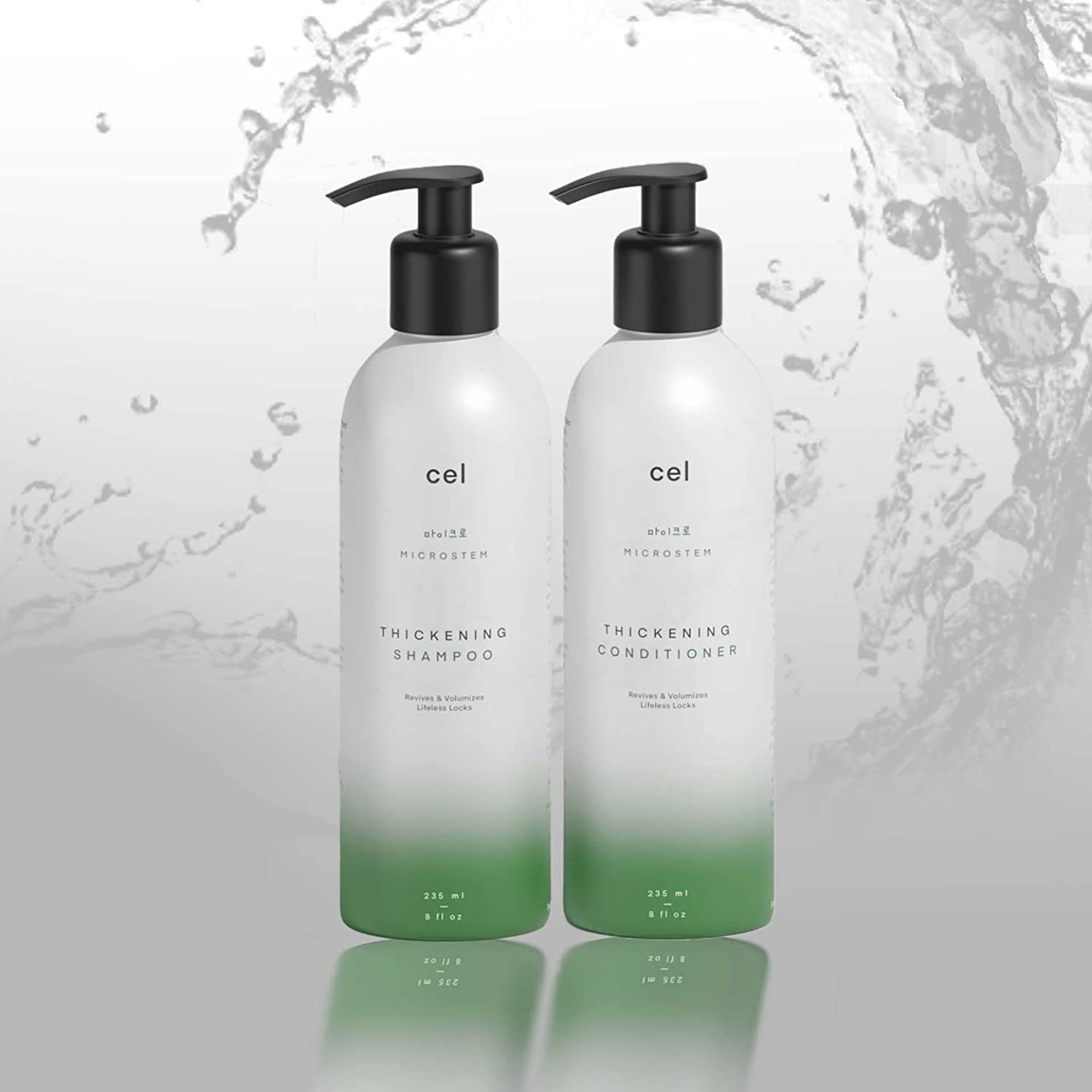 Cel Microstem Natural Hair Thickening Shampoo & Conditioner Set (2 x 8 fl oz) - Stem Cell Extract Anti Thinning Hair Loss Shampo