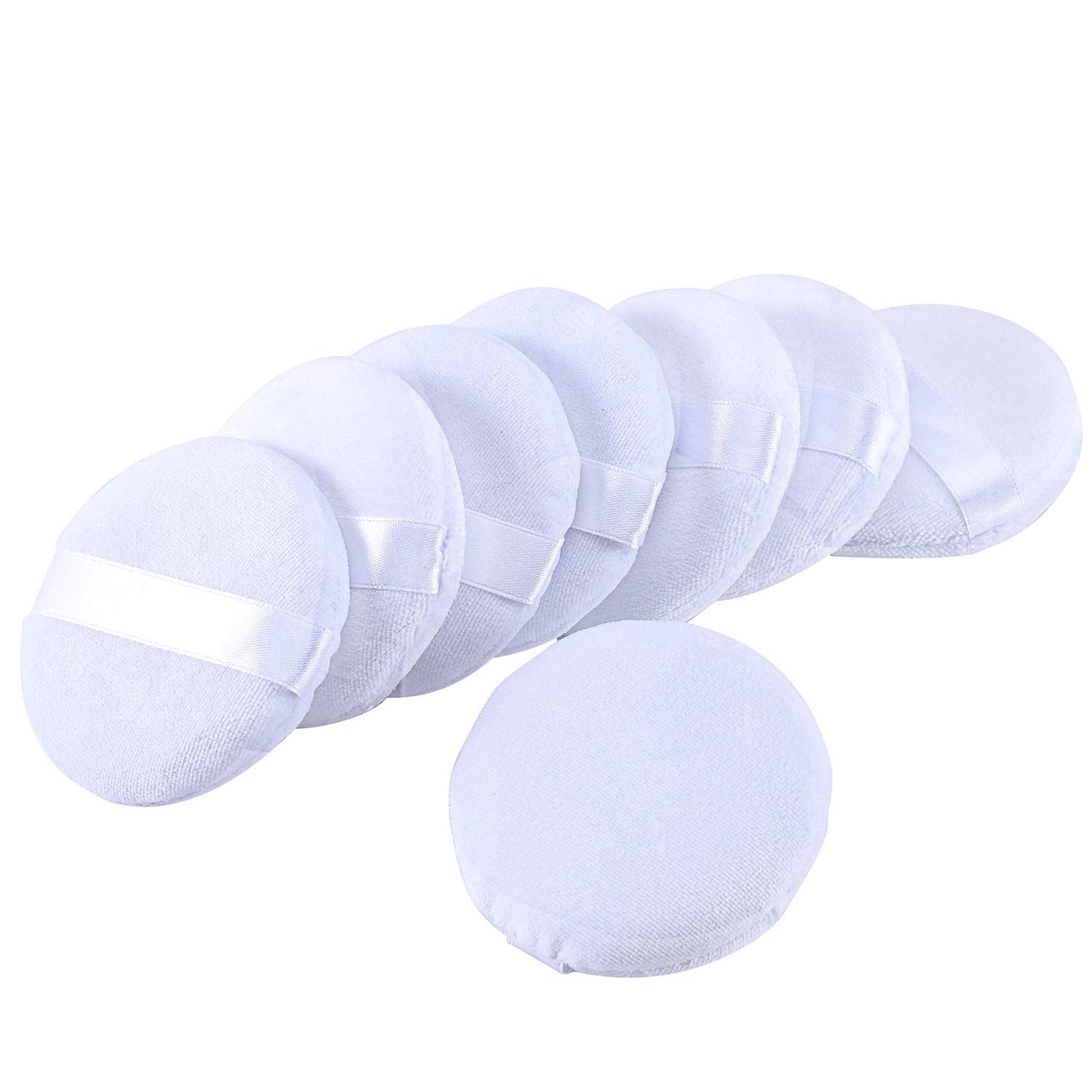 Senkary 8 Pack Face Powder Puffs Soft Cotton Makeup Powder Pads For Loose Powder, Setting Powder, Body Powder (2.36 Inch, White)