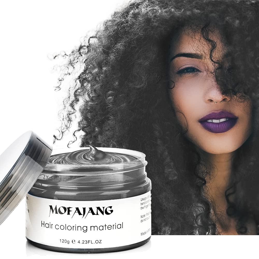 Black Temporary Hair Dye Wax Natural Instant Hair Color Wax Pomades 4.23 oz, Hair Styling Clay for Party, Festival, Halloween, C